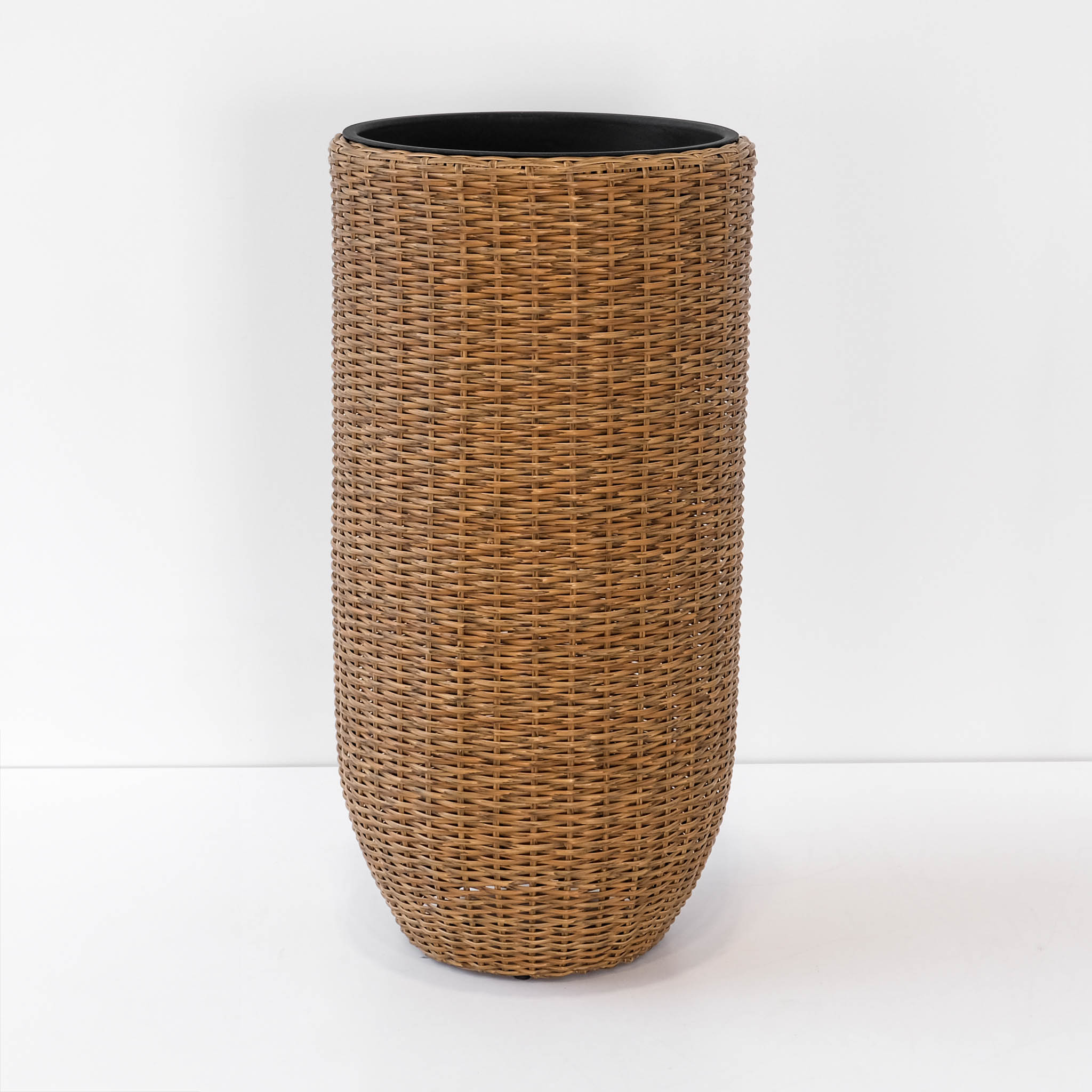 17.32-in W x 35.43-in H Brown Polyrattan Indoor Planter in the 