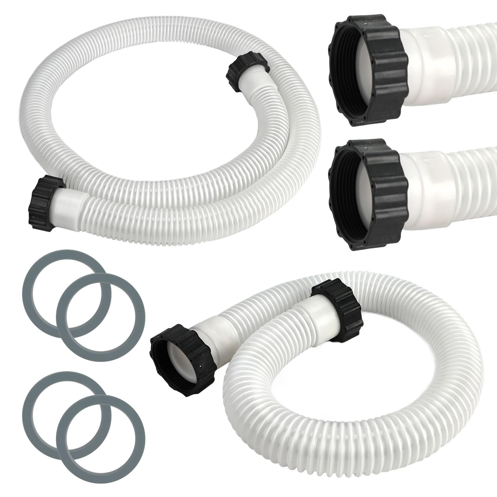 Etokfoks  6 in EVA Pool Filter Hose Kit Above Ground Pool Cleaning Tool for Filter Pumps Saltwater Systems Sand Filters 2 Pack