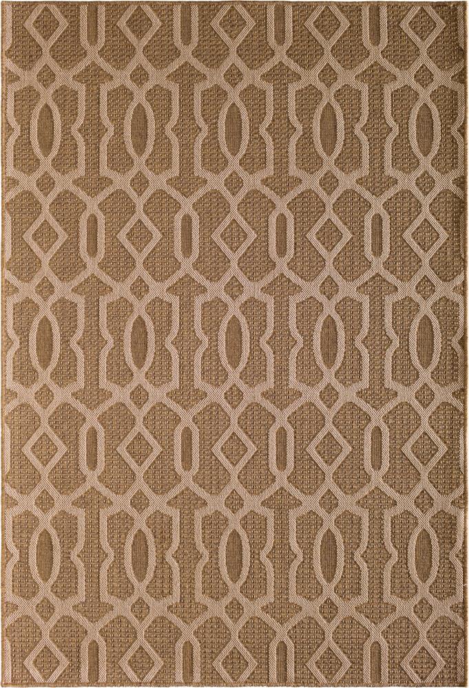 Natco 1707EA80.105E Santorini Intwnd Frtwk ea/ 8x10 8 x 10 (ft) Woven Polypropylene Brown Rectangular Indoor/Outdoor Geometric Coastal Area rug