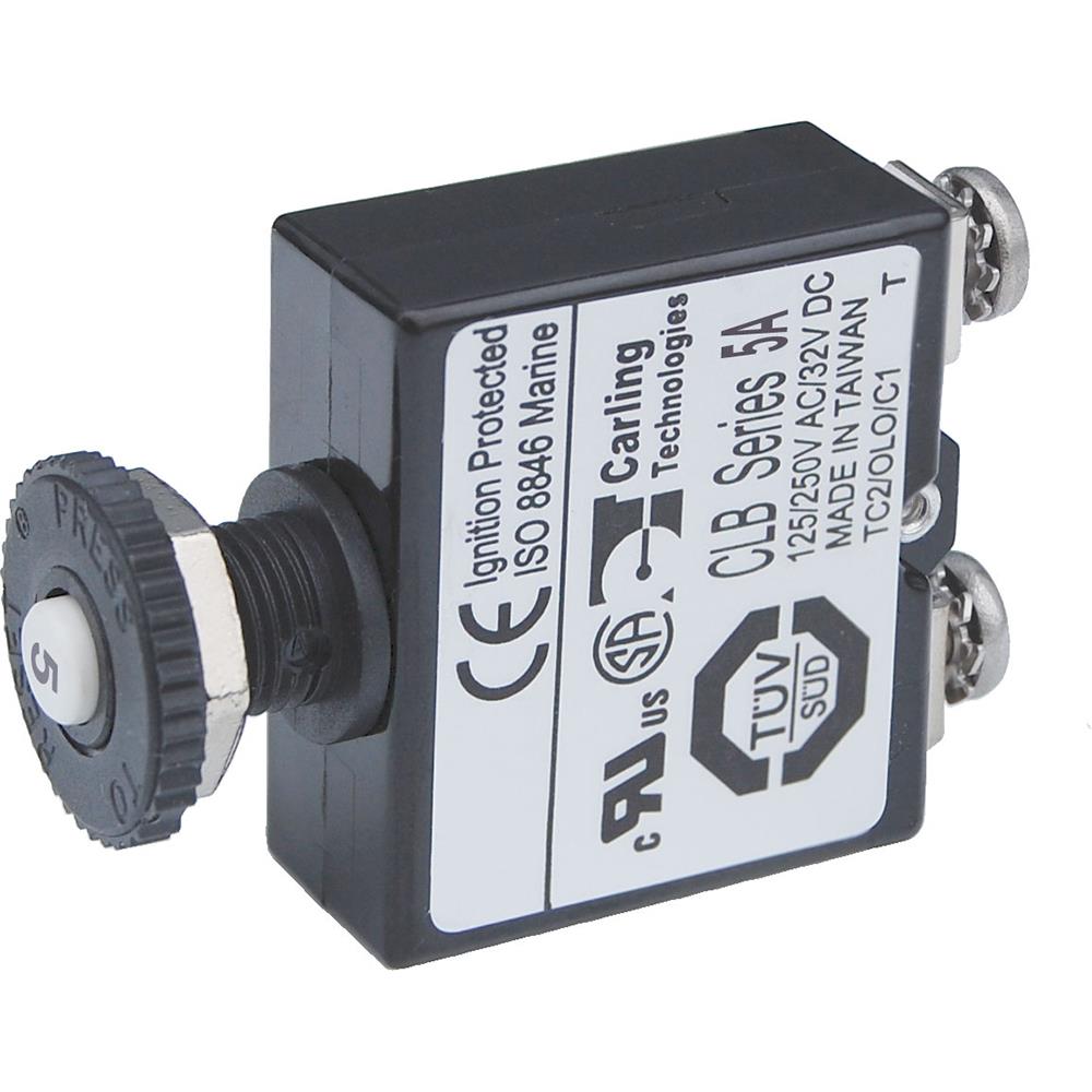  CW66557 Blue Sea Systems 2130 5 amp Push Button Reset Only Screw Terminal Circuit Breaker