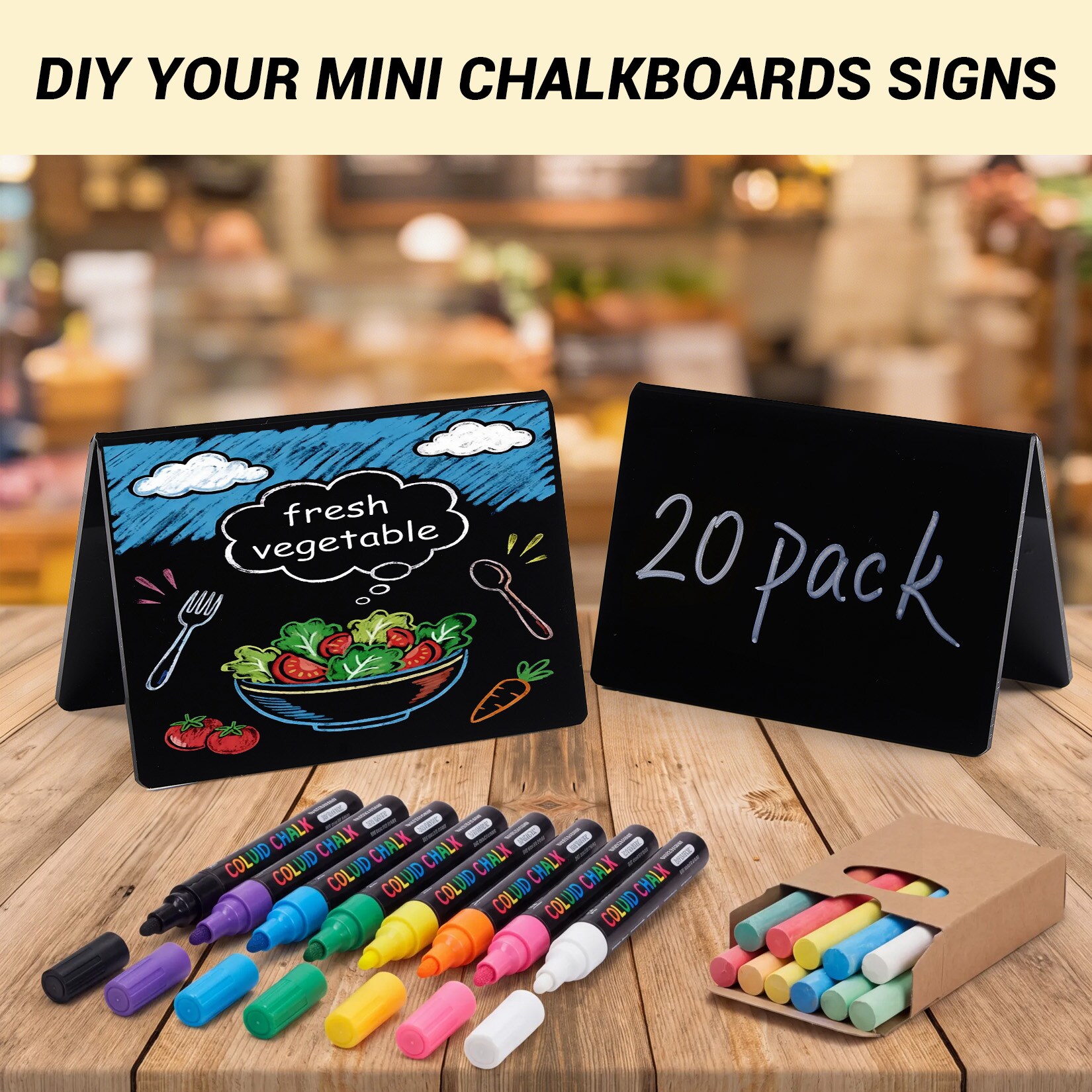 Garvee 20 Pack Mini Chalkboard Signs Reusable Acrylic Table Tent Food ...