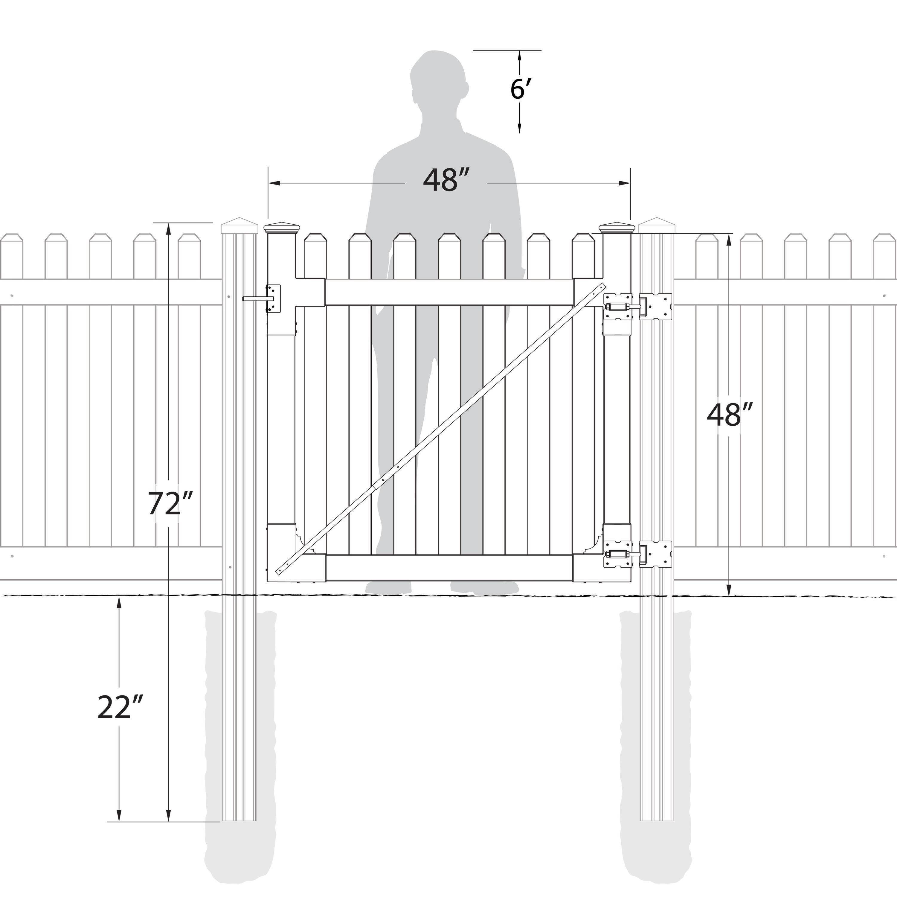 WamBam Fence Traditional Classic Picket Fence Gate 4-ft H x 4-ft W ...