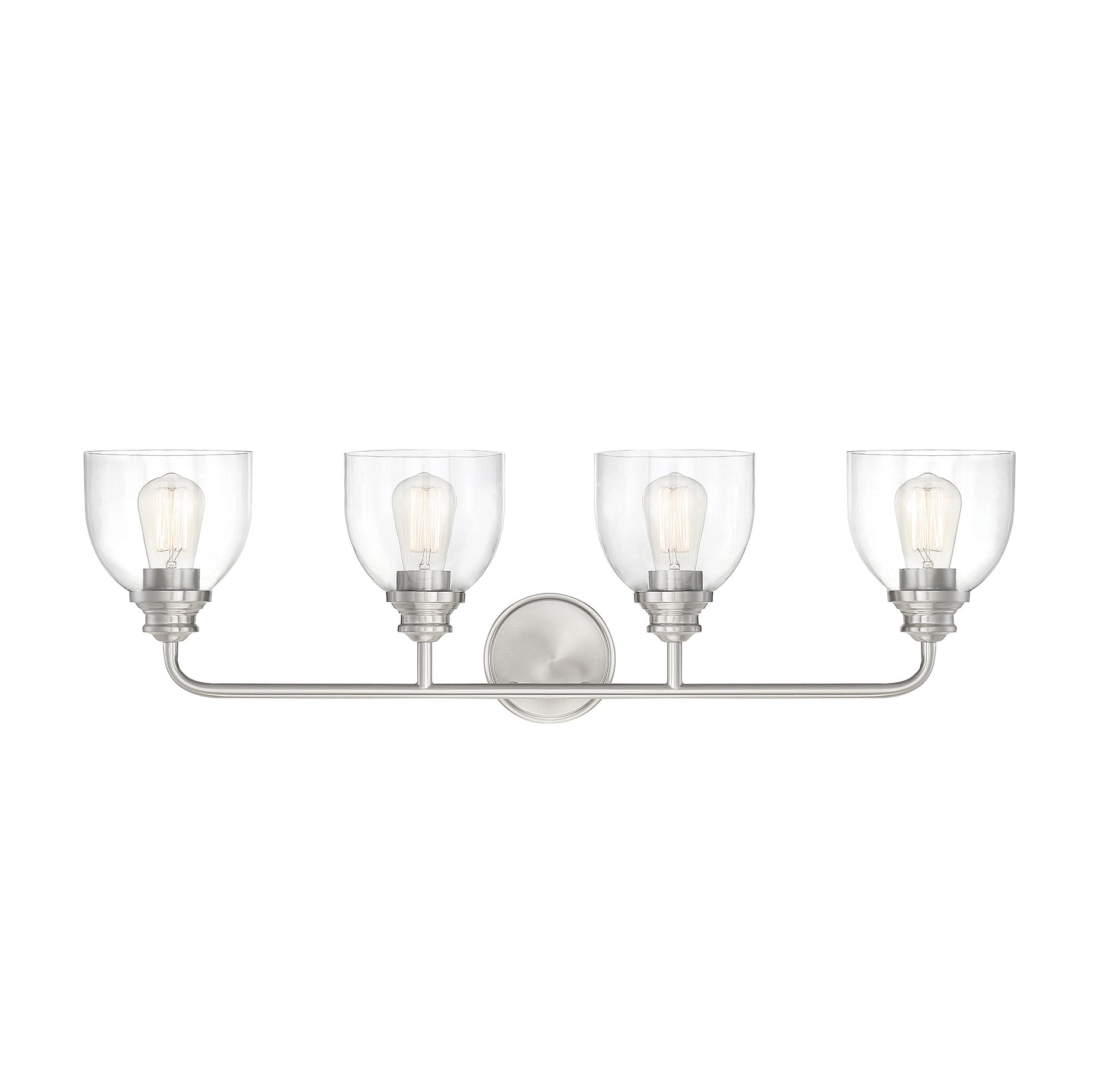 Satin Nickel 4-Light Vanity with Clear Glass Shades