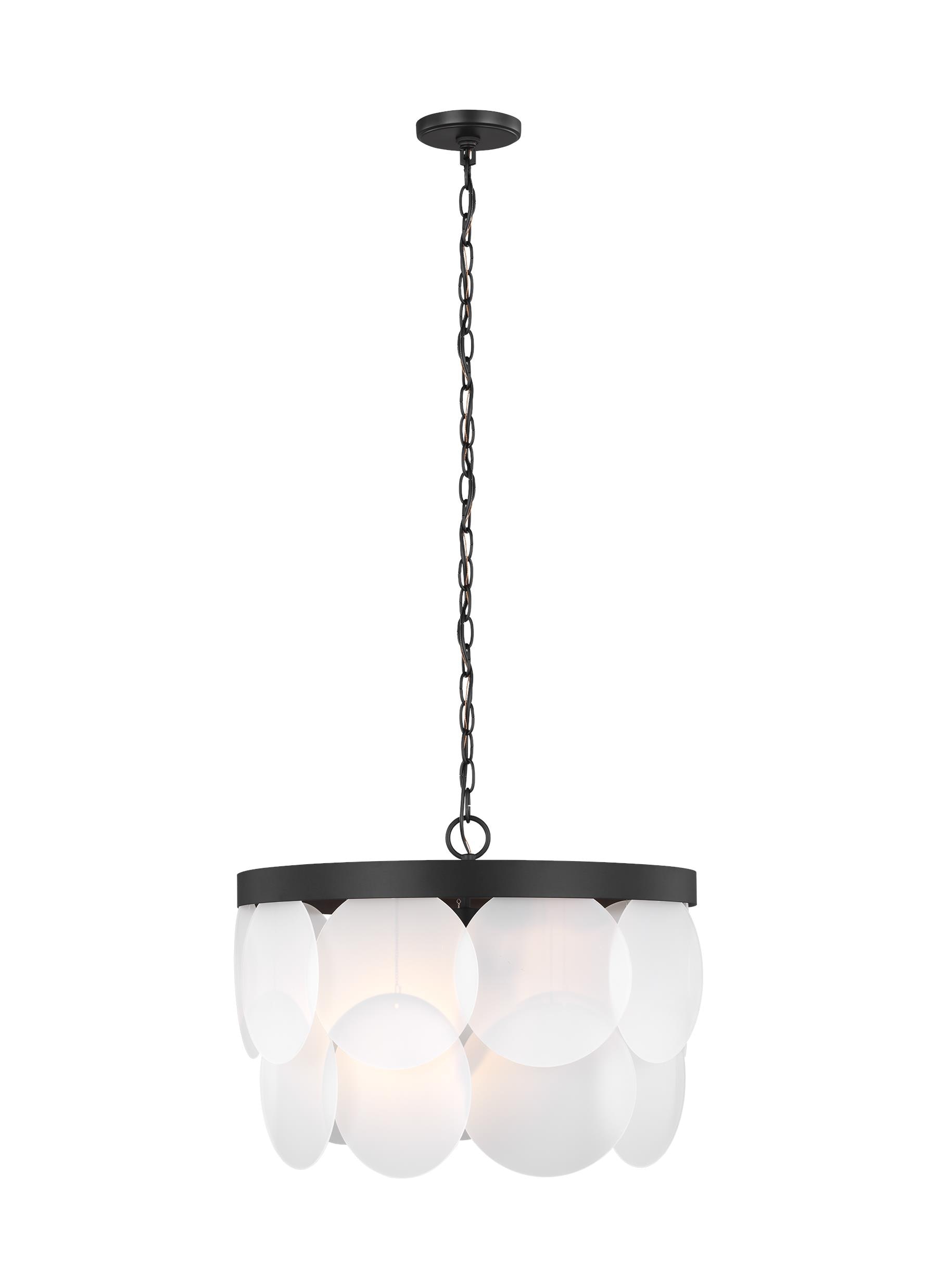 Midnight Black Glass Drum 6-Light Indoor/Outdoor Chandelier
