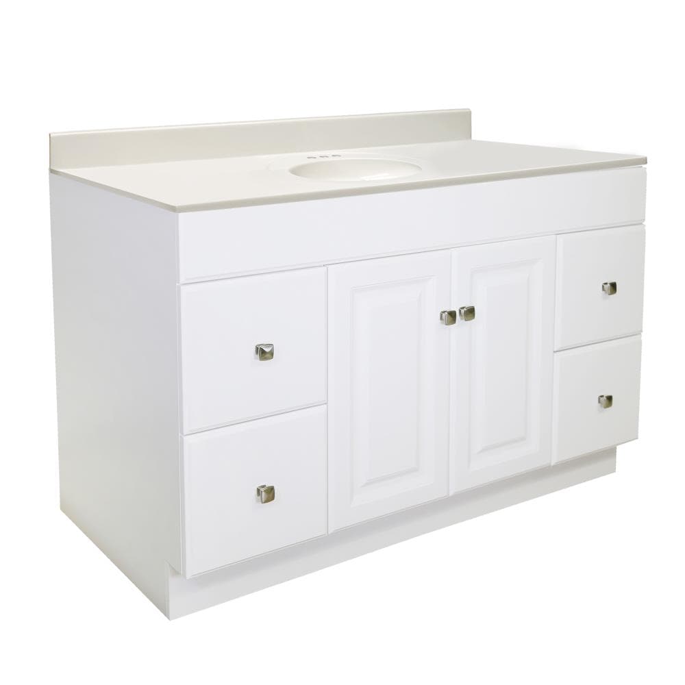 Design House 590828 Wyndham 48-in White Single sink Bathroom Vanity with White on White Cultured marble Top