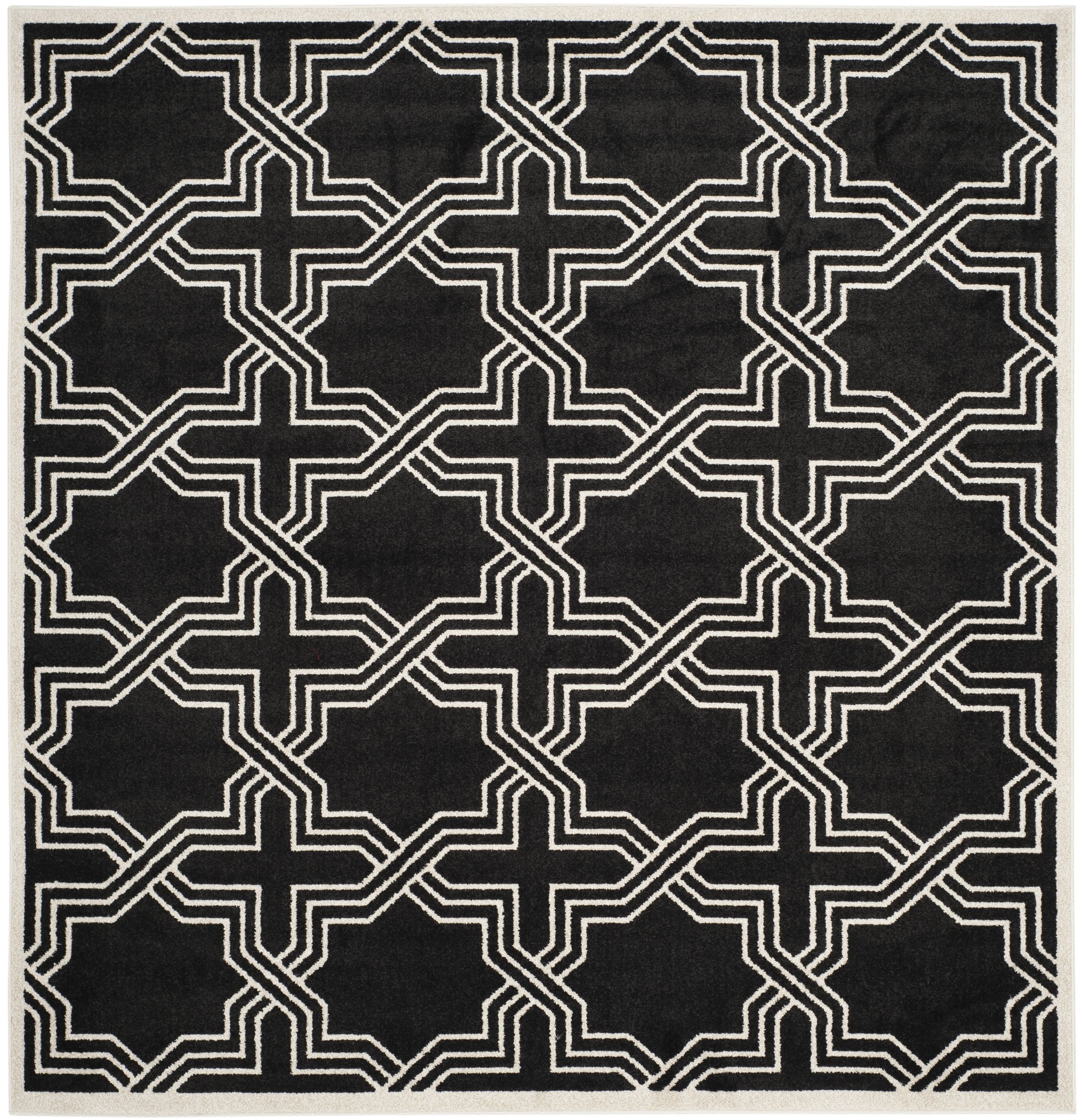 Safavieh AMT413G-7SQ Amherst Marco 7 x 7 (ft) Loomed Synthetic Anthracite/Ivory Square Indoor/Outdoor Geometric Farmhouse/Cottage Area rug