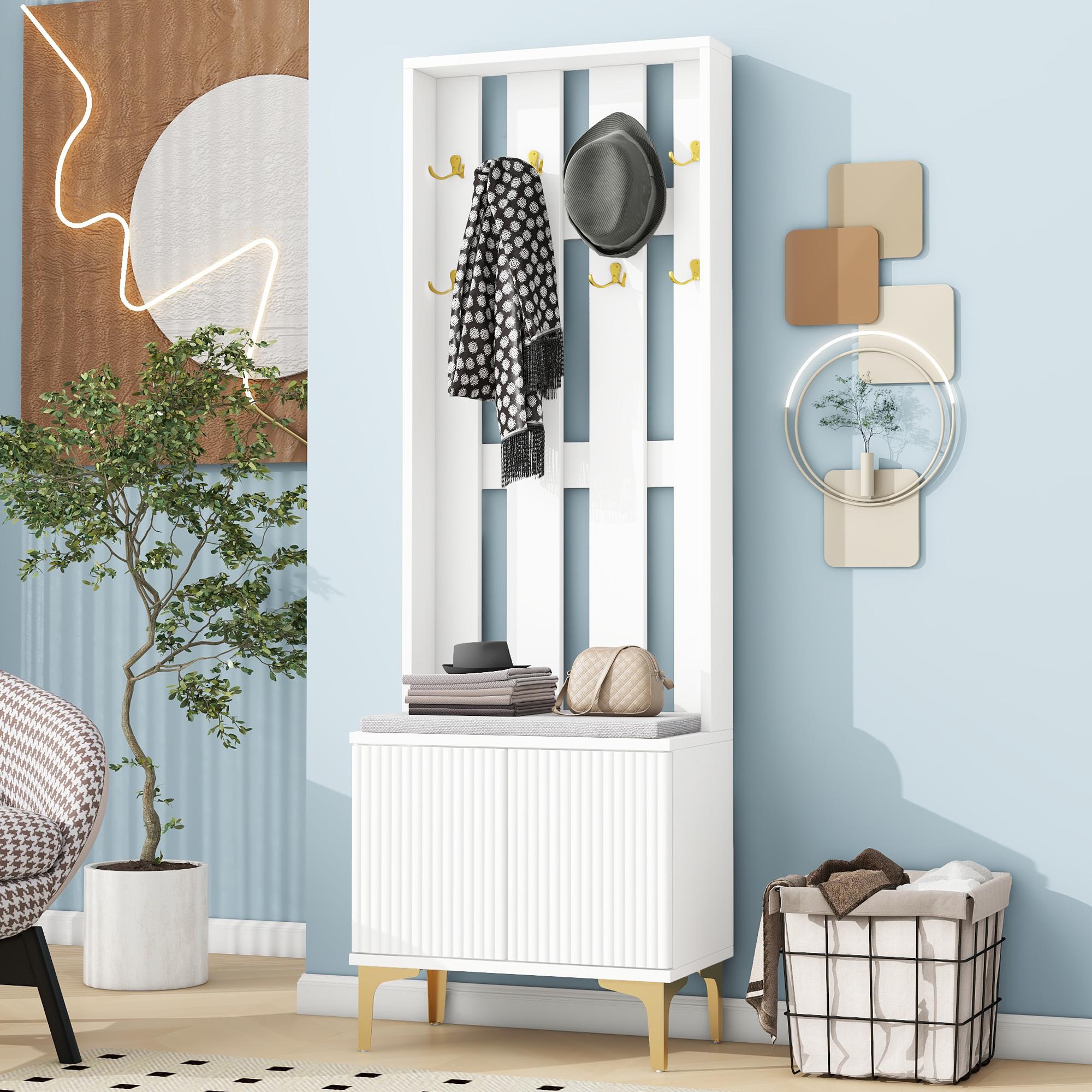 Bayfeve Modern 23.6-in White Composite Hall Tree
