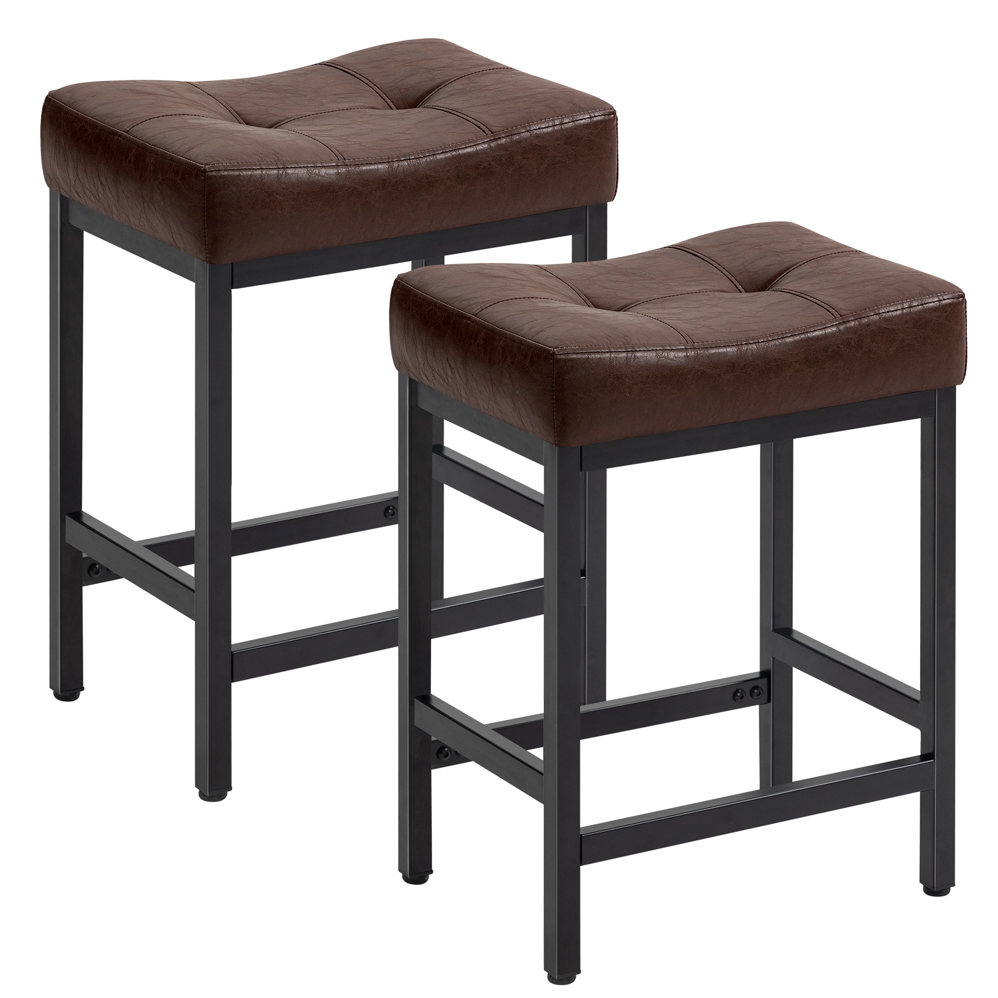 JEAREY 3CZZS-9-BR Bar stools Brown 24.4-in H Counter height (24-in to 27-in) Square Seat Upholstered Wood Bar Stool