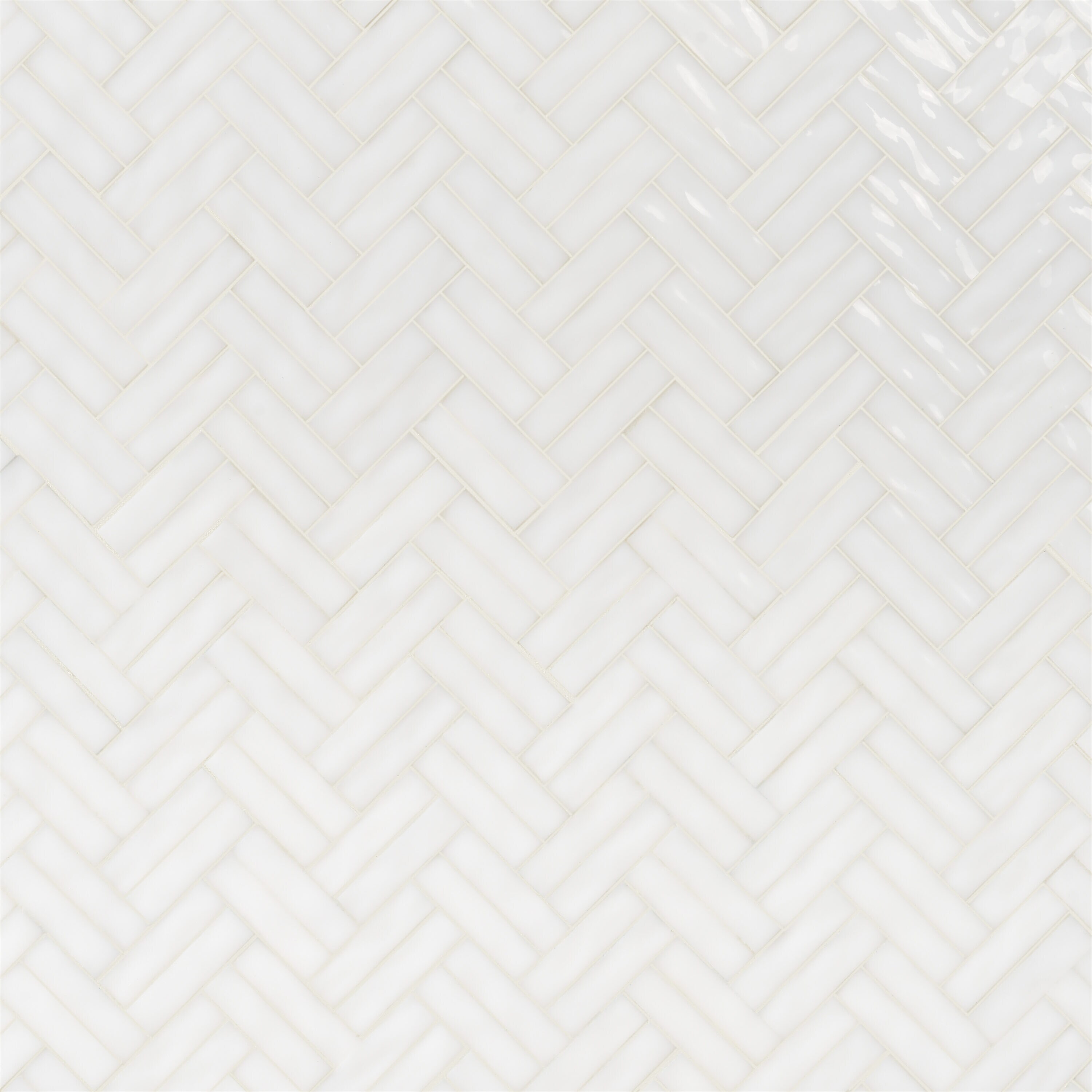 Artmore Tile EXT3RD107900 Gala White 13-in x 14-in Polished Glass Patterned Herringbone Mosaic Wall Tile ( 1.03-sq ft Piece )