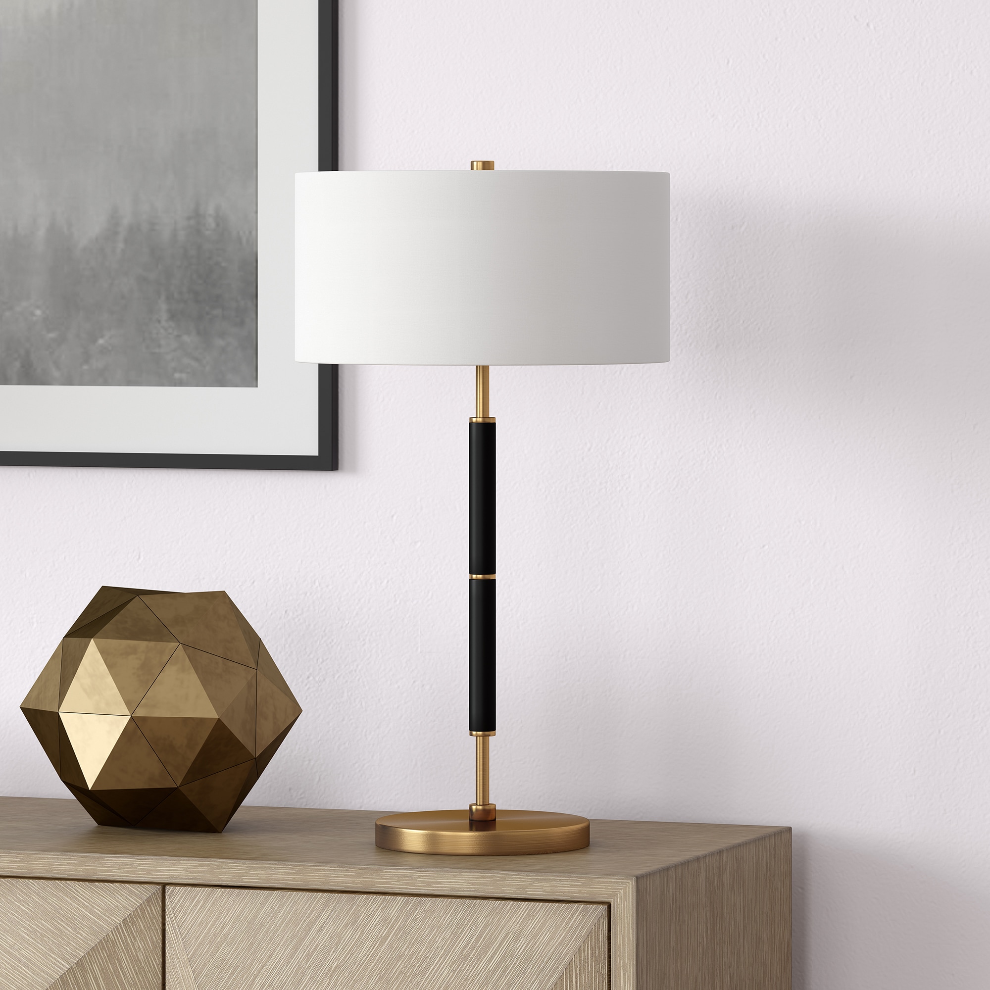 Simone 25" Brass and Black Two-Tone Industrial Table Lamp