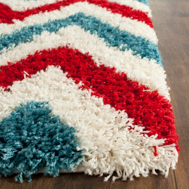 Safavieh Kids Chevrons Shag 3 x 5 Ivory/Red Indoor Chevron Kids Throw Rug Safavieh Kids Chevrons Shag 3 x 5 Ivory/Red Indoor Chevron Kids Throw Rug