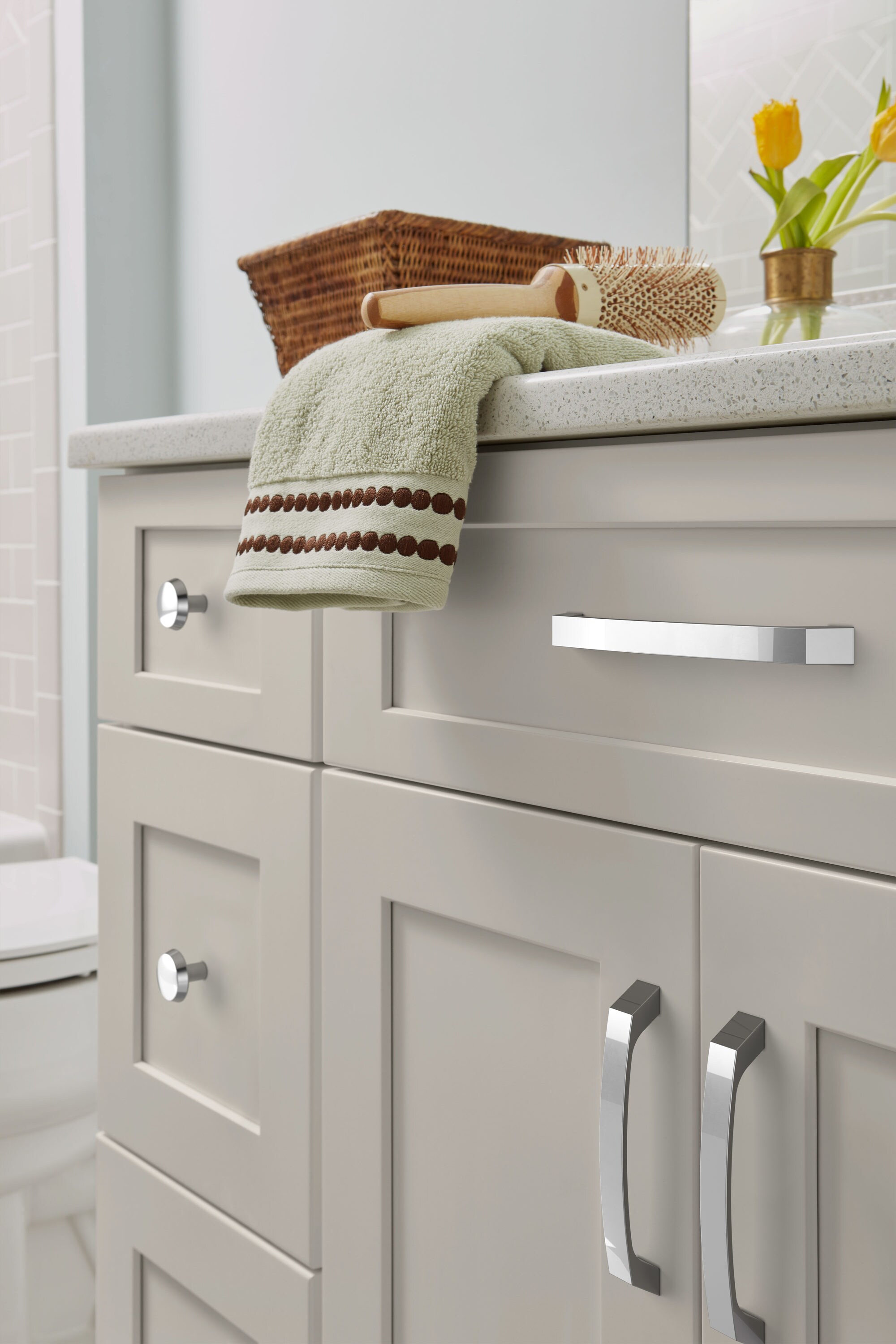 Modern Polished Chrome Arch Cabinet Pull with Mounting Hardware