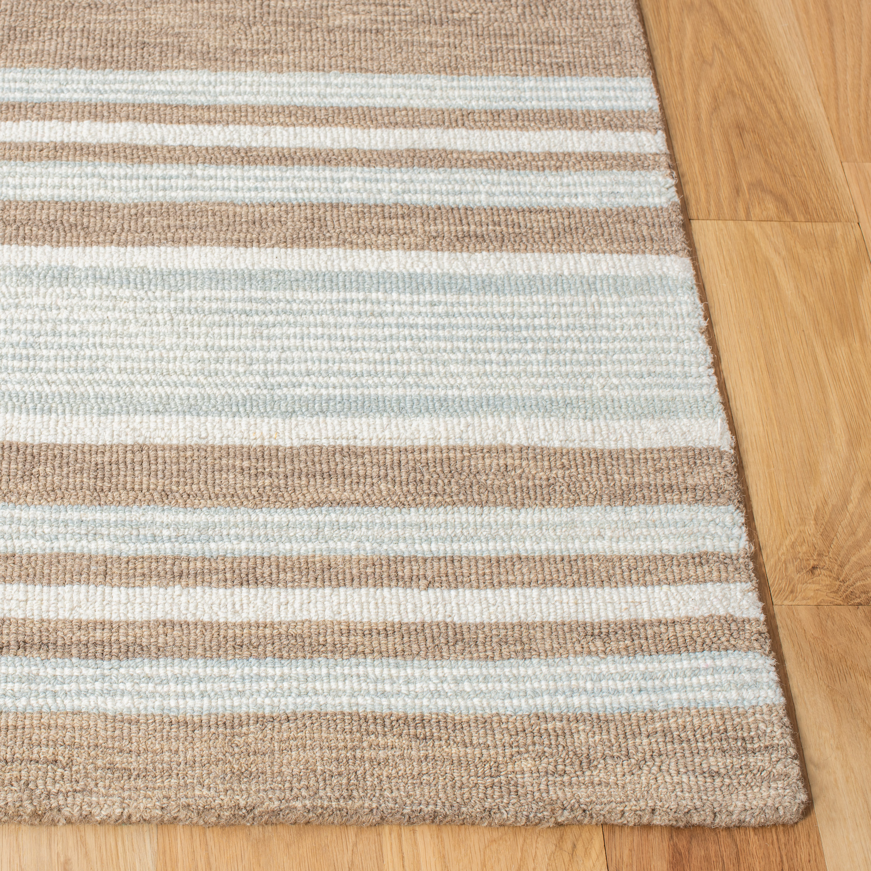 Ivory and Brown Hand-Tufted Wool Rectangular Area Rug