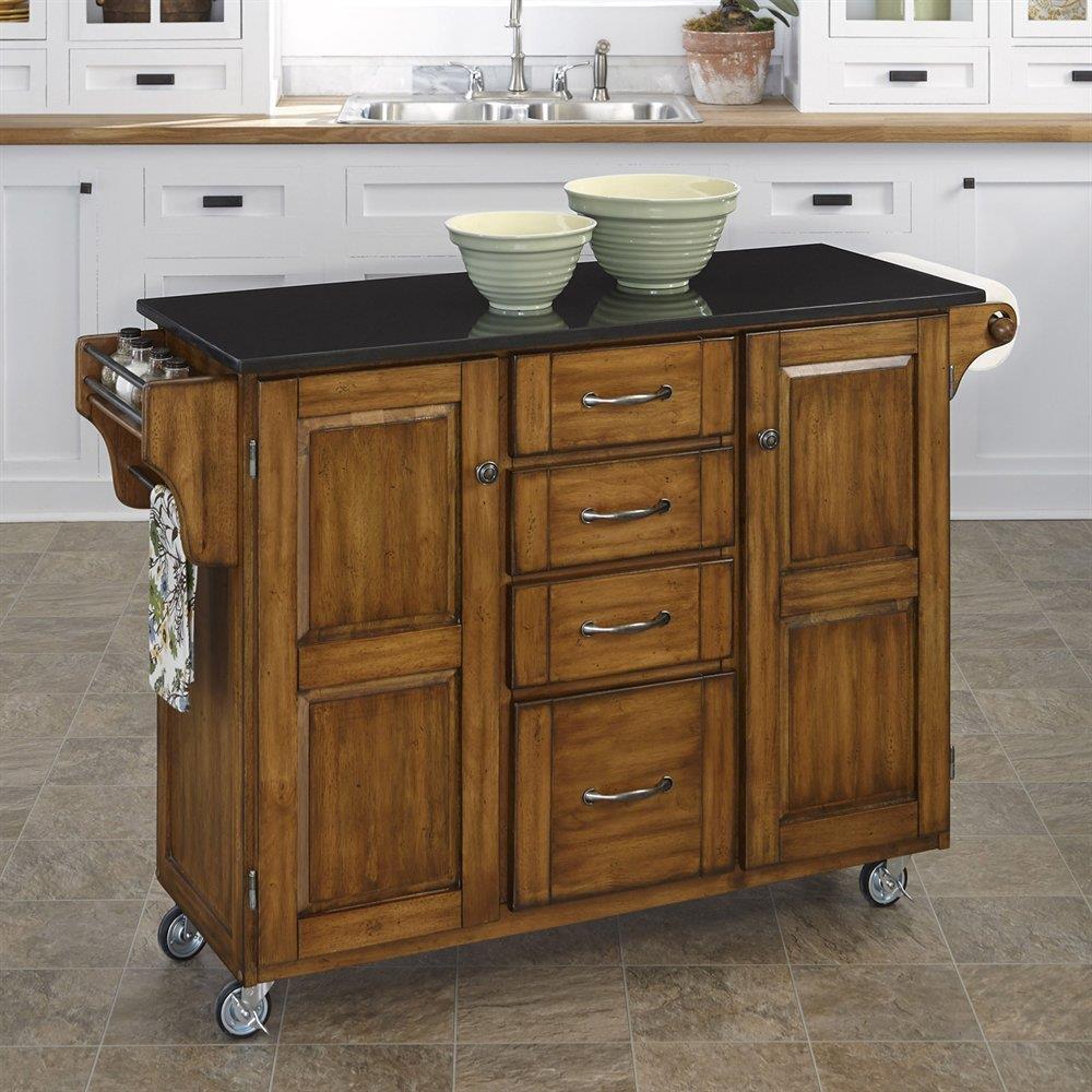 Home Styles Brown Wood Base With Granite Top Kitchen Cart 17 75 In X 48 In X 35 5 In In The Kitchen Islands Carts Department At Lowes Com