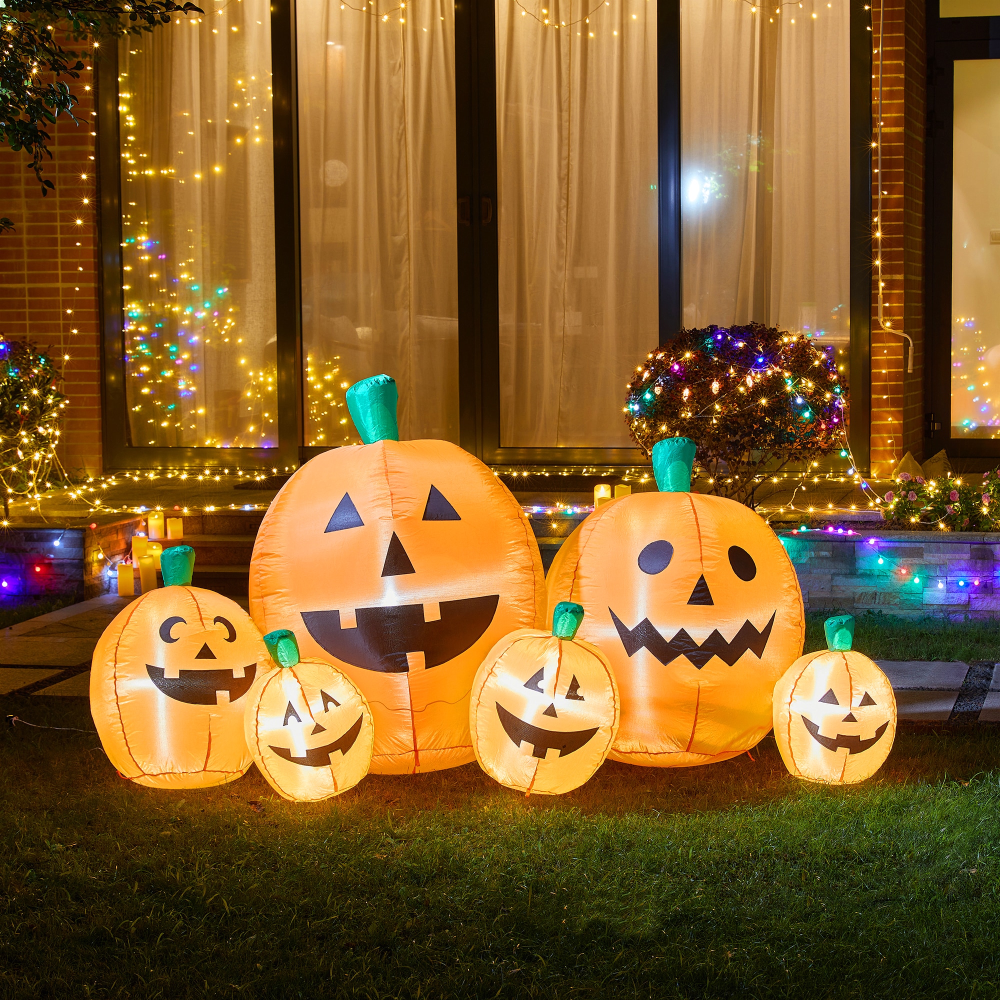 Glitzhome 4-ft Pre-Lit Pumpkin Inflatable in the Outdoor Halloween ...