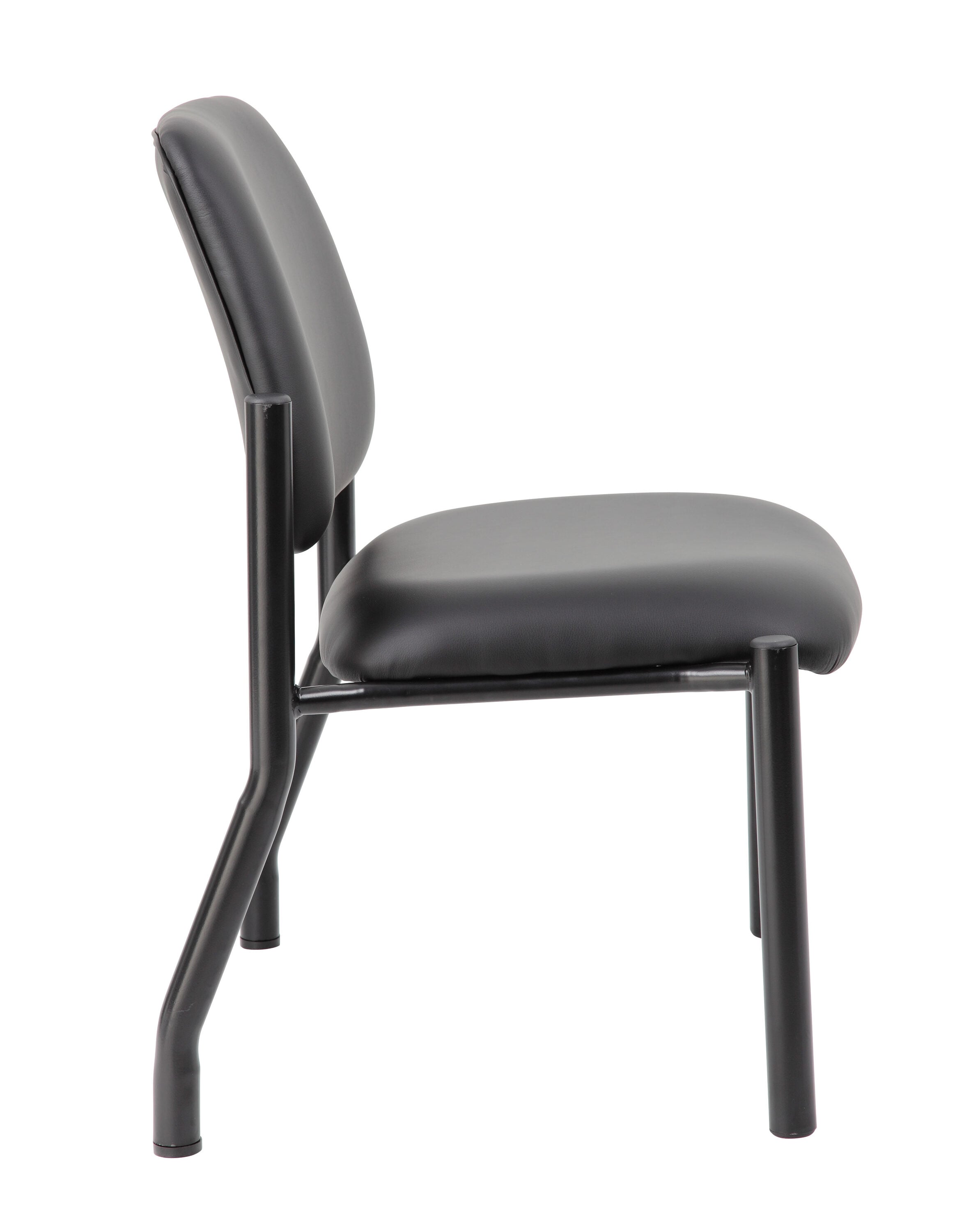 Sleek 400lb Capacity Armless Guest Chair in Antimicrobial Black Vinyl