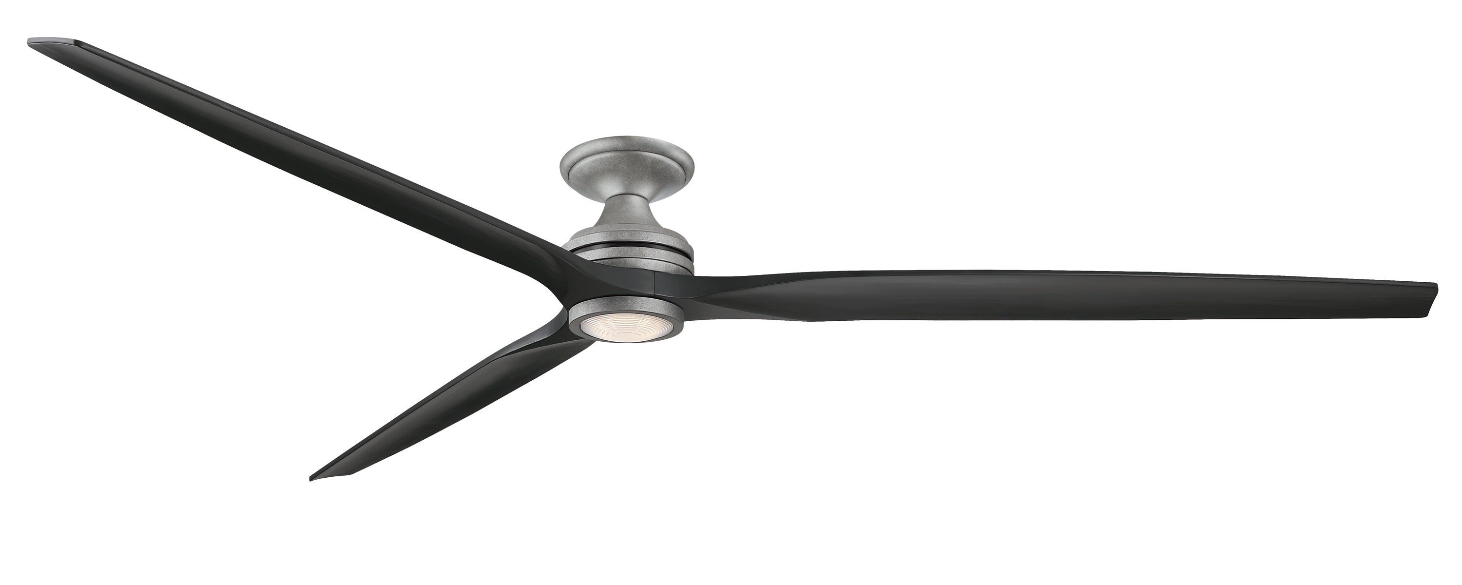 Fanimation Spitfire 96-in Galvanized with Black Blades Color-changing Integrated LED Indoor/Outdoor Flush Mount Smart Propeller Ceiling Fan with -  FPD6721BGZ-96BL-LK-F