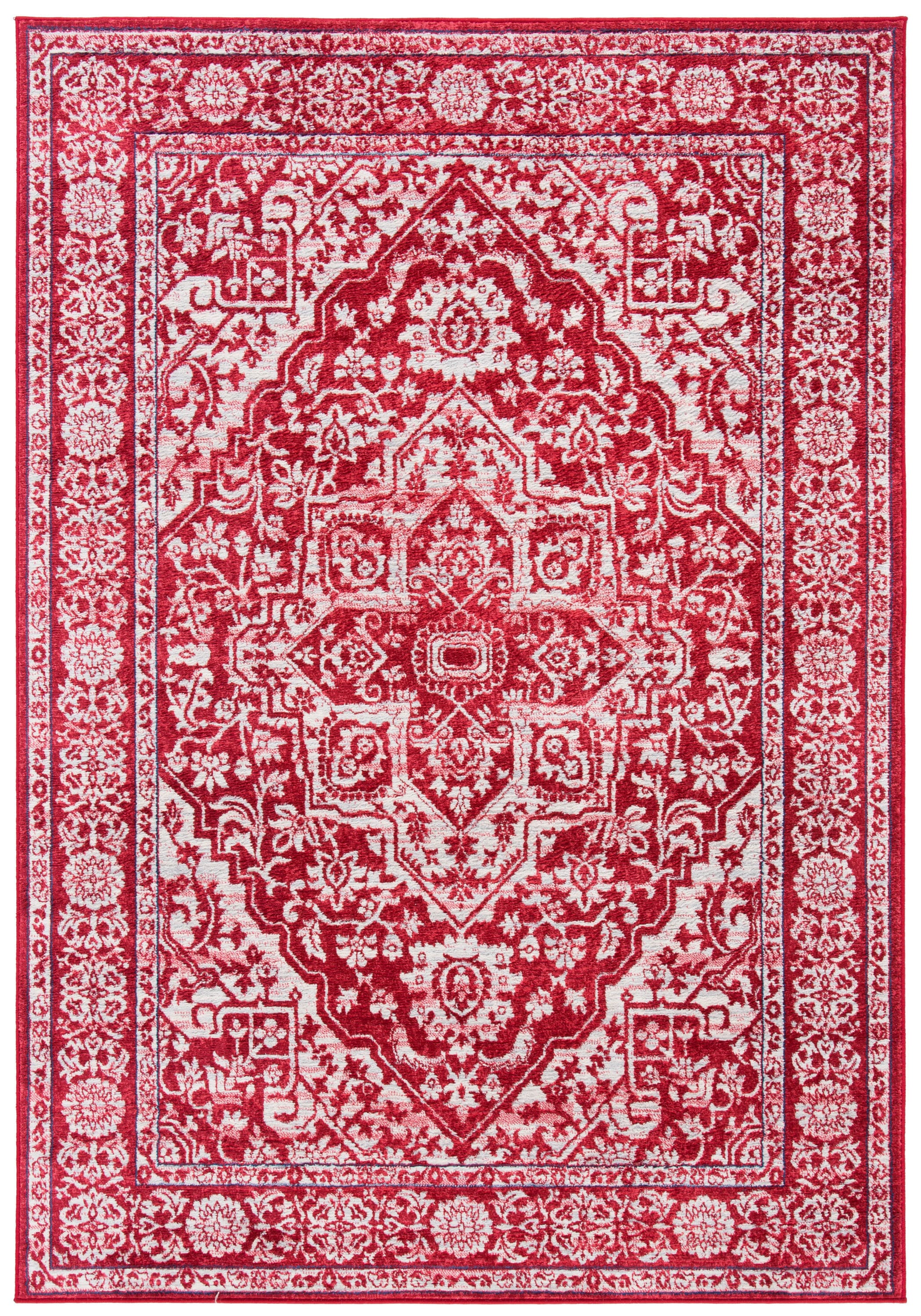 Safavieh BNT832Q-5 Brentwood Myrtice 5 x 8 (ft) Loomed Polypropylene Red/Ivory Rectangular Indoor Distressed/Overdyed Vintage Area rug