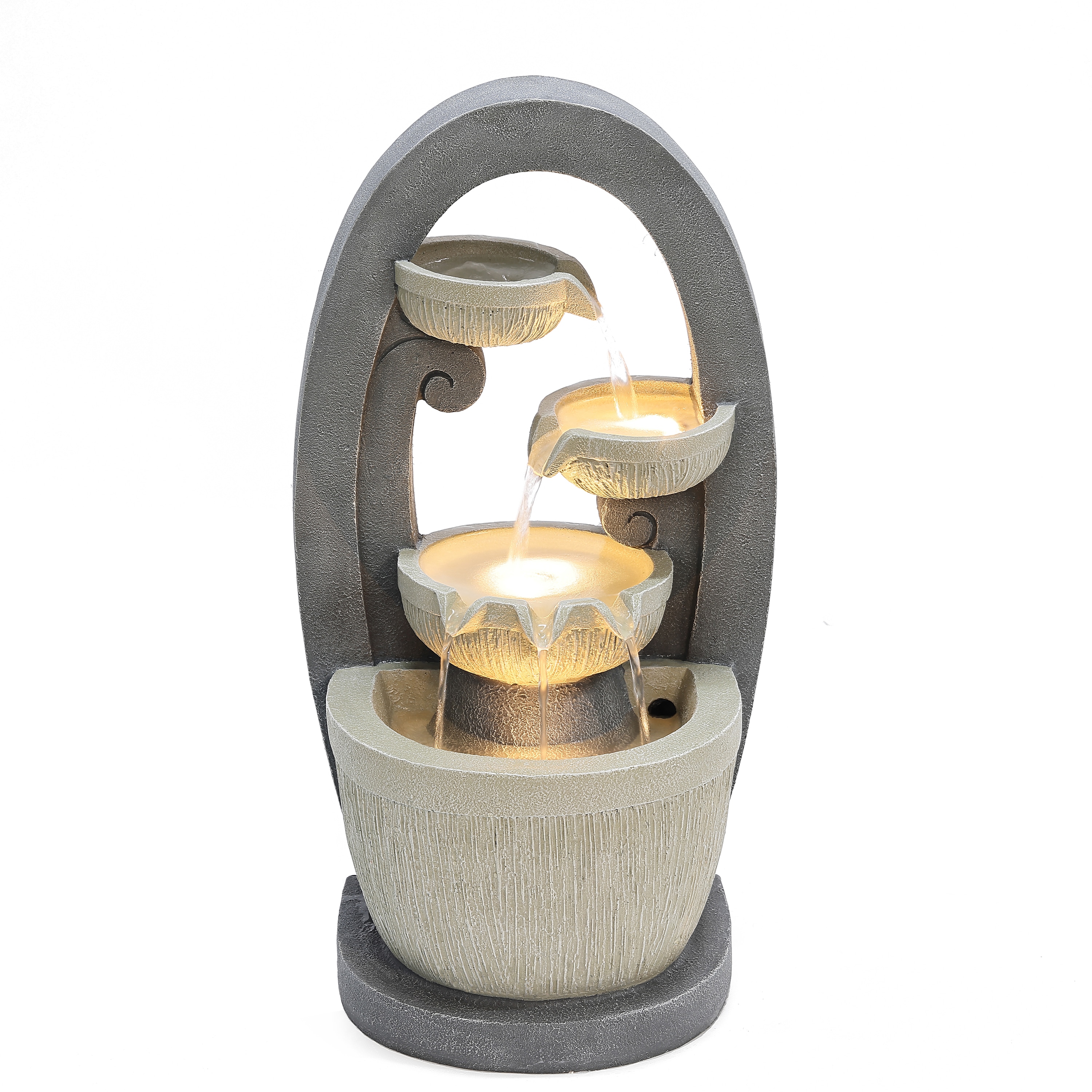 LuxenHome WHF1762 24-in H Resin Outdoor Fountain Statue Pump Included