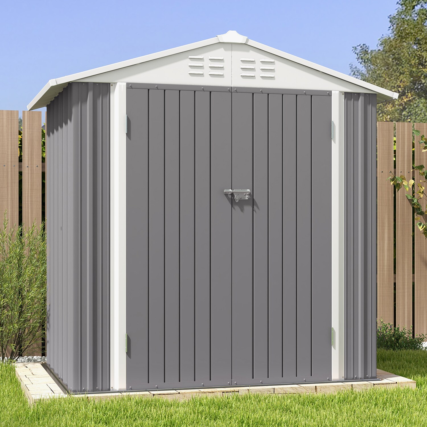 Patiowell 6 ft x 4 ft Galvanized Steel Storage Shed in the Metal