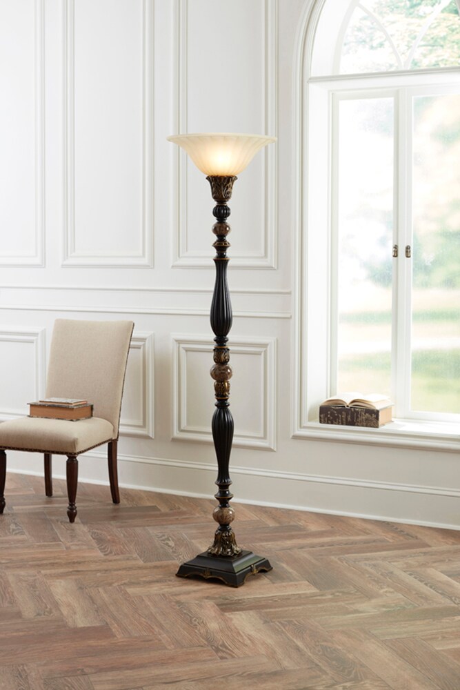 allen + roth Barada 72-in Bronze with Gold Highlights Torchiere Floor Lamp