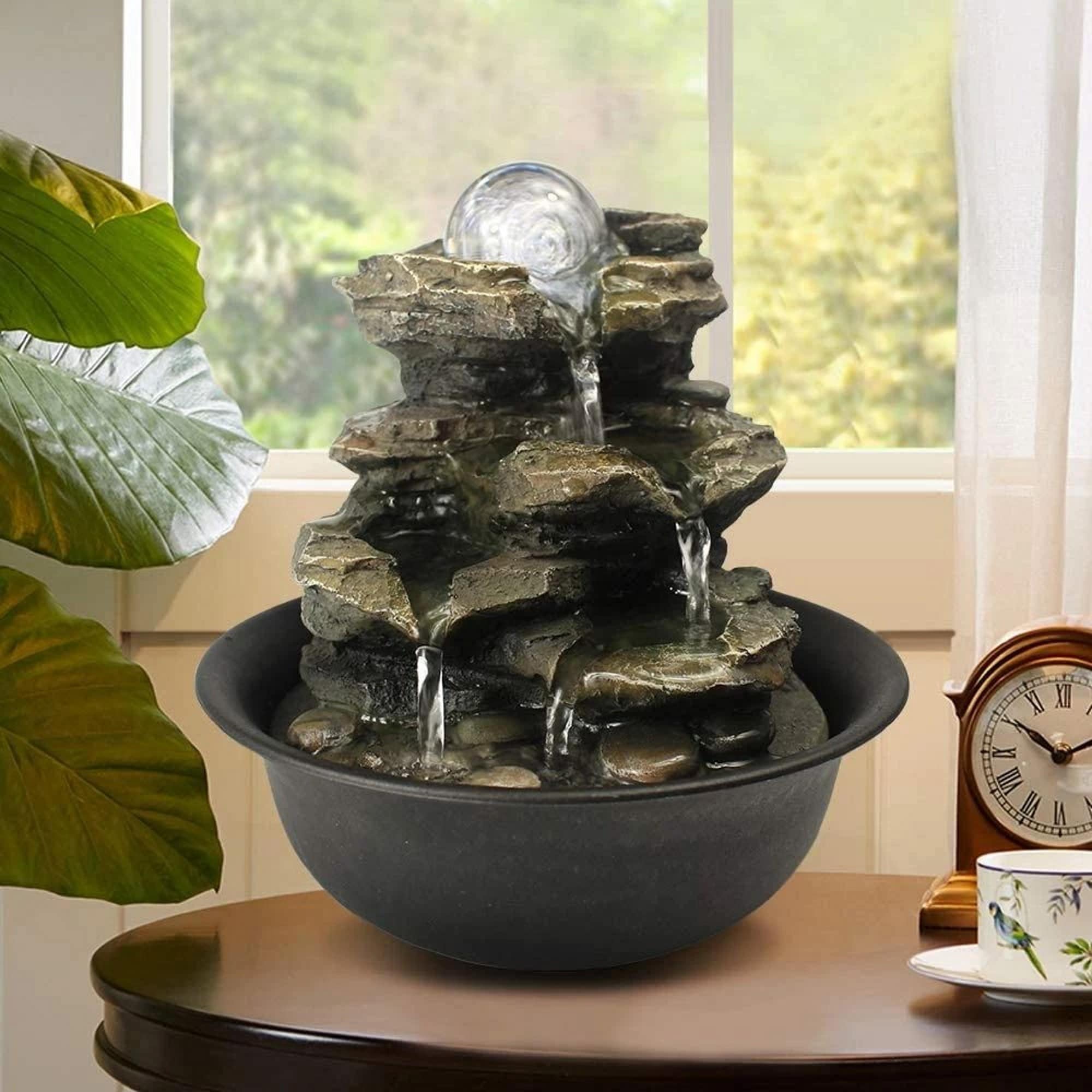 Yiekholo LL-1744AA 8.3-Inches Resin Tabletop Indoor Fountain