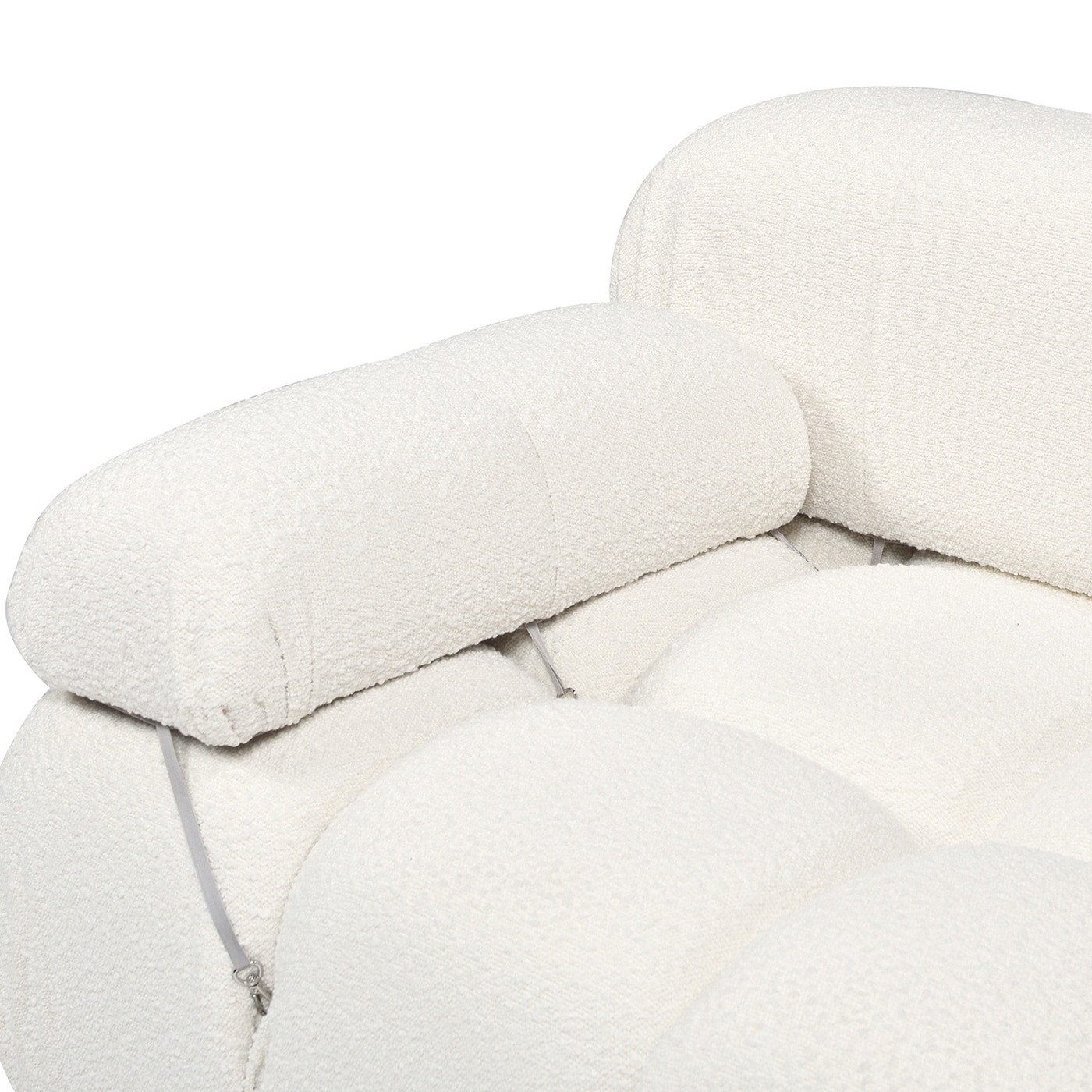 Ivory White Bouclé Modular Lounge Chair with Padded Arm