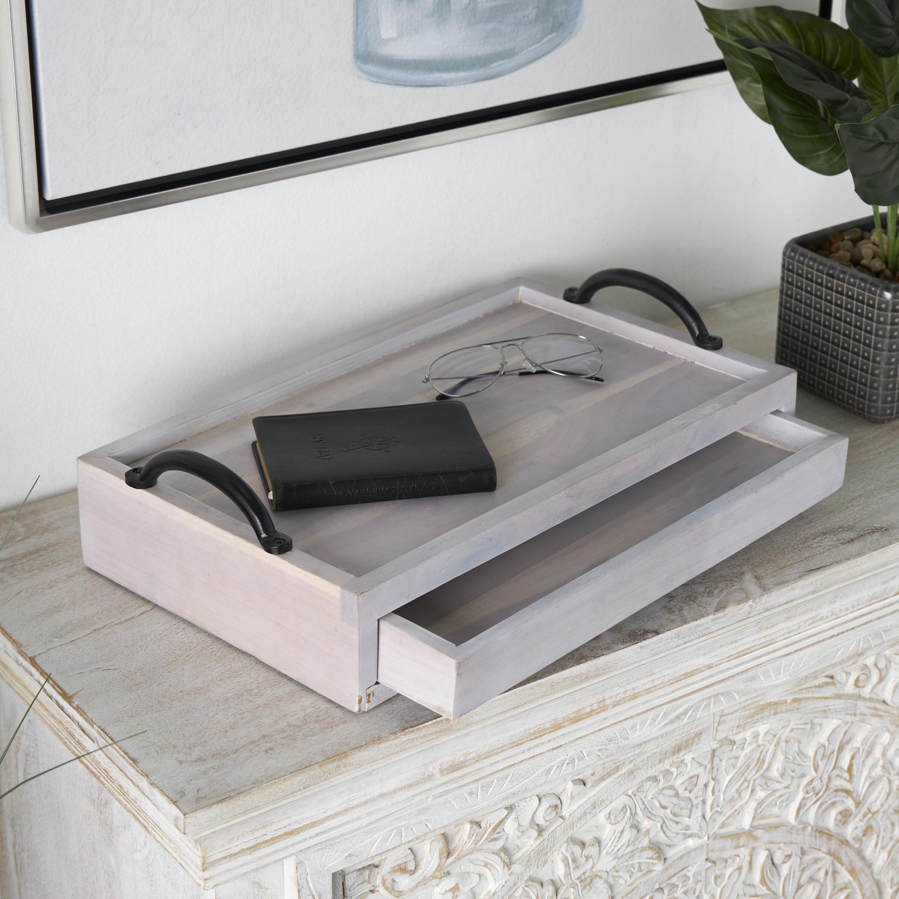Grayson Lane 820815 Off-white Wood Modern Decorative tray