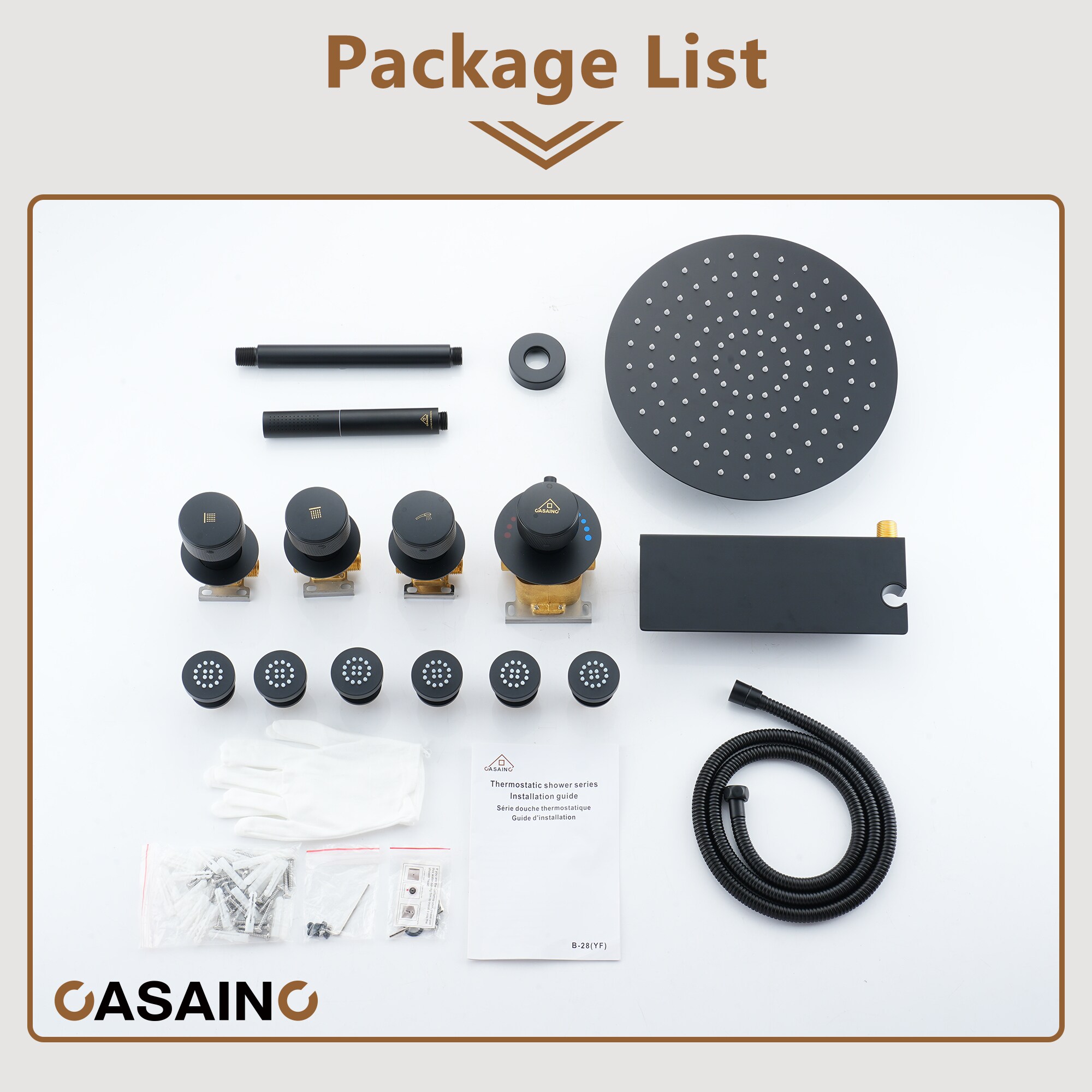 CASAINC KCHS0004-12MB Showerhead-Bar-Panels - View #7