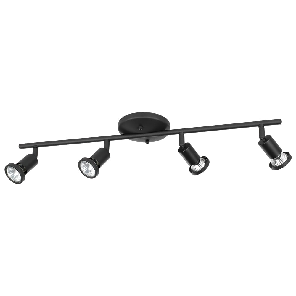 EGLO 205137A 25.25-in 4 -Light Structured Black dimmable GU10 pin base Transitional Linear Track Lighting Kit with Roundback Pivoting Heads