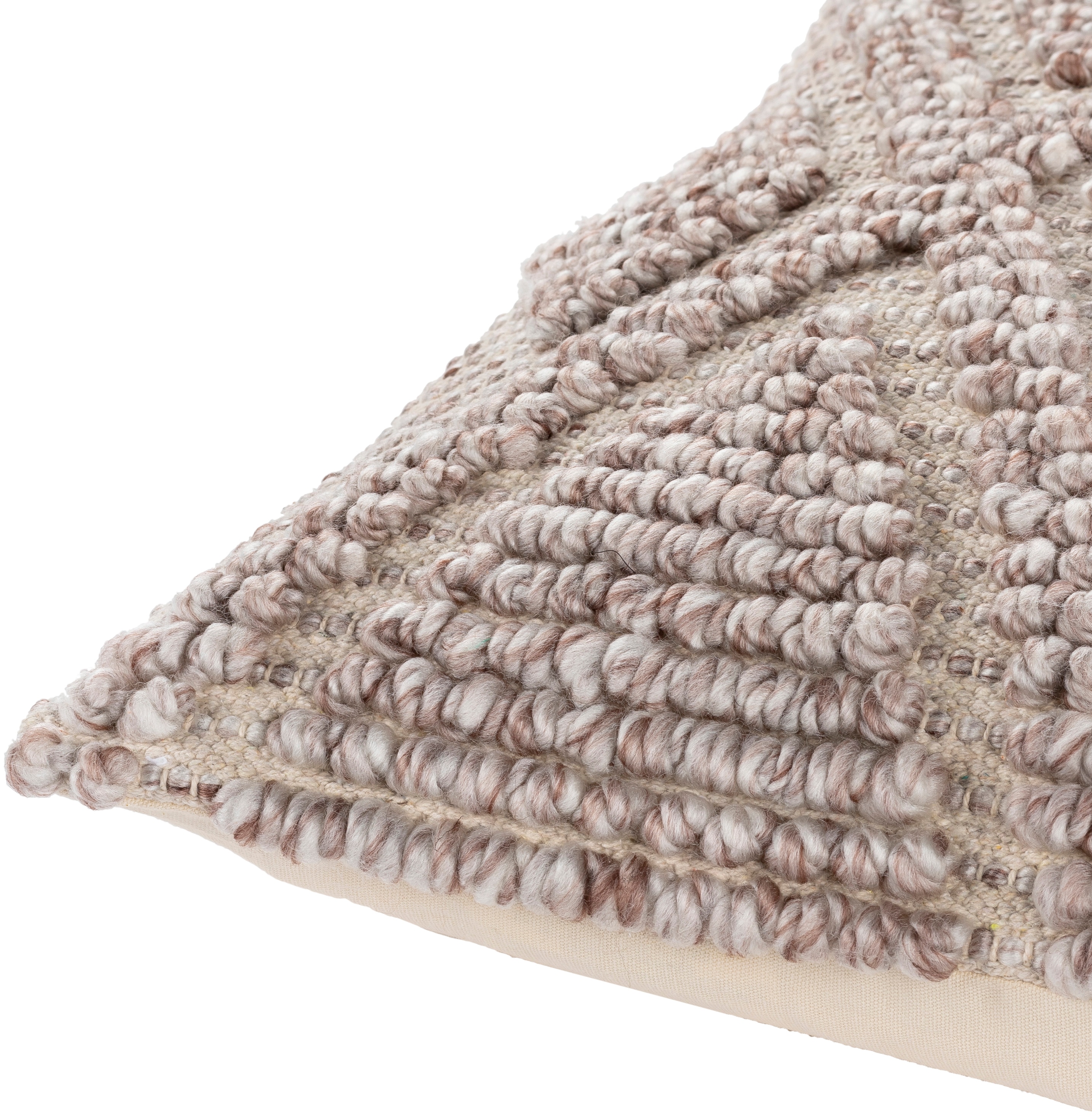 Anders 20" x 20" Cream and Khaki Embroidered Square Pillow