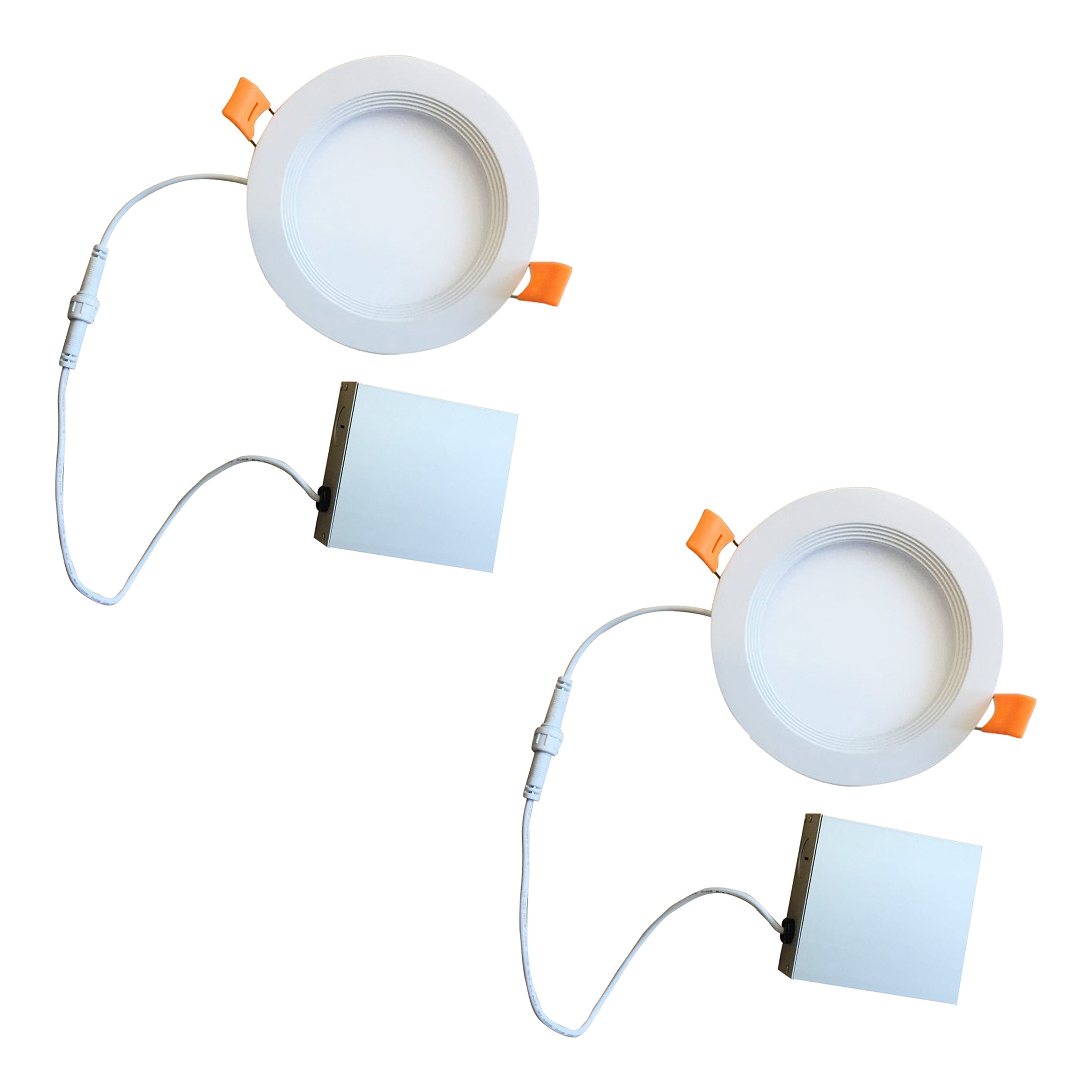Bulbrite 861670 White 6-in 1100 -Lumens Soft White Round Dimmable LED Canless Damp rated Recessed Downlight 2 -Pack