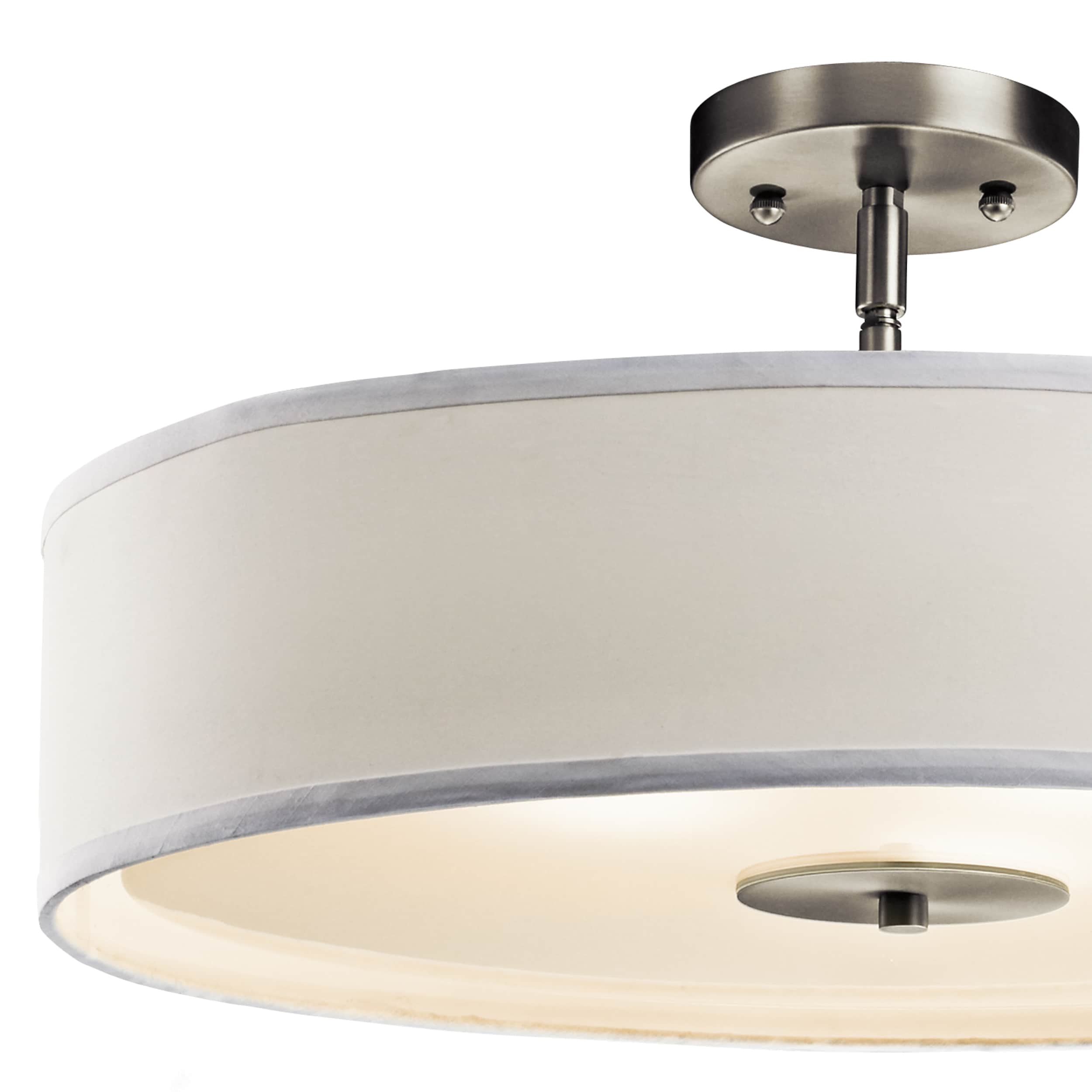 Transitional 20" Black and White Drum Pendant with Nickel Finish