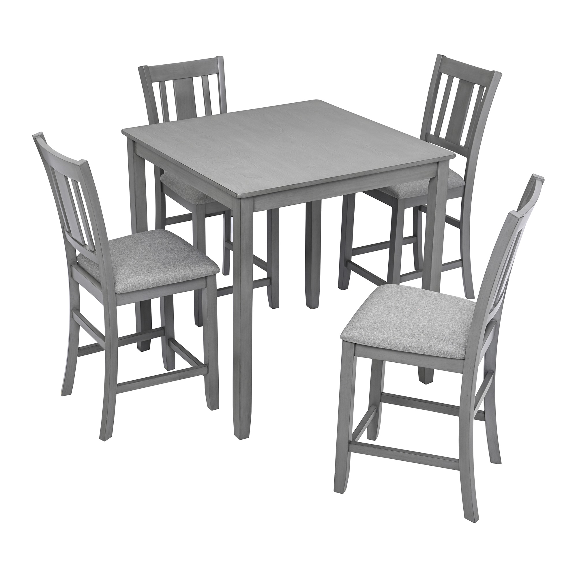 Bybafun YC9900029 Gray Rustic Dining Room Set with Square Table ( Seats 4 )