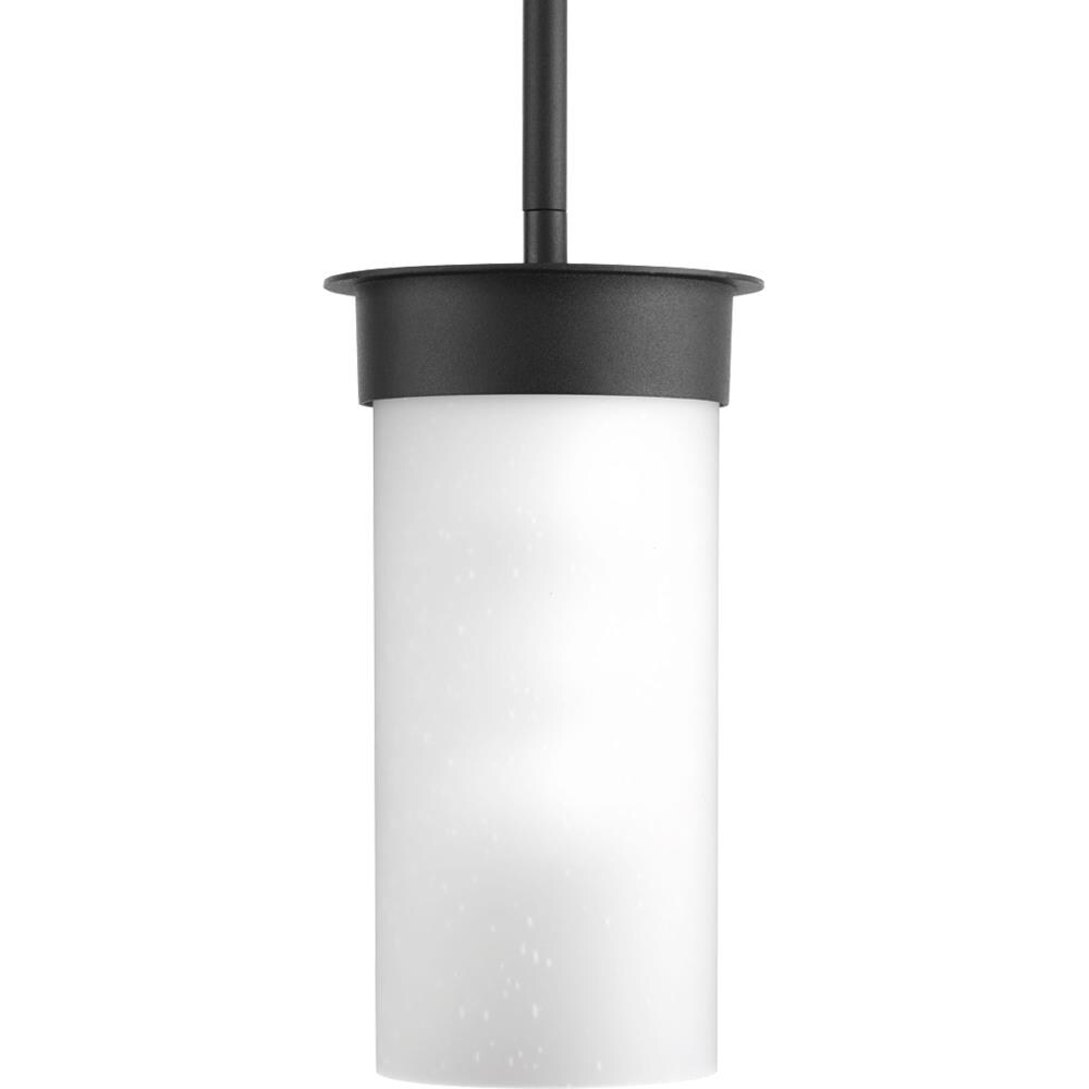 Progress Lighting Hawthorne Black Transitional Seeded Glass Lantern Pendant Light
