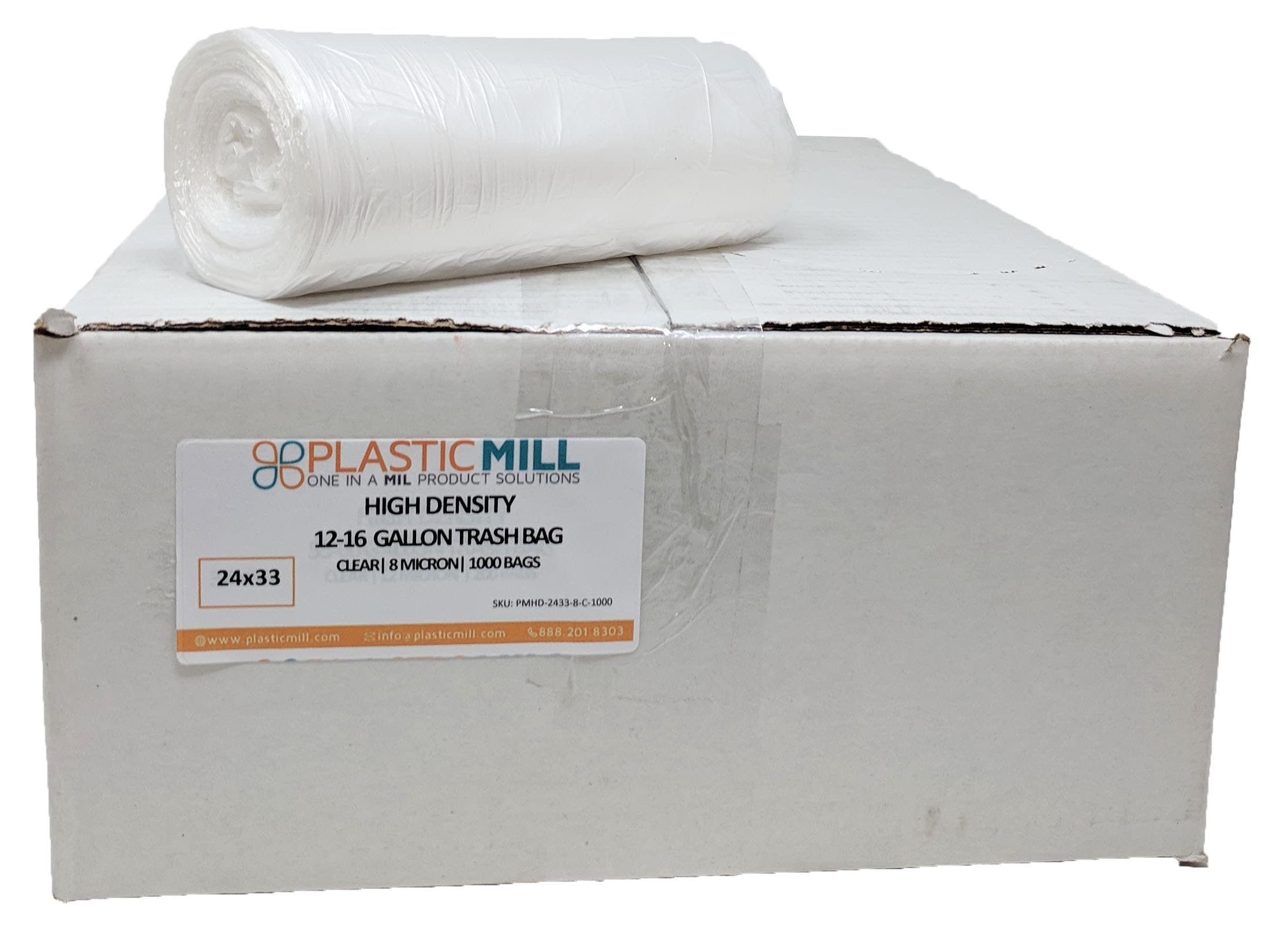 12-16 Gallon Trash Bag Can Liners, Hi Density, Clear, Coreless Roll  Home/Office