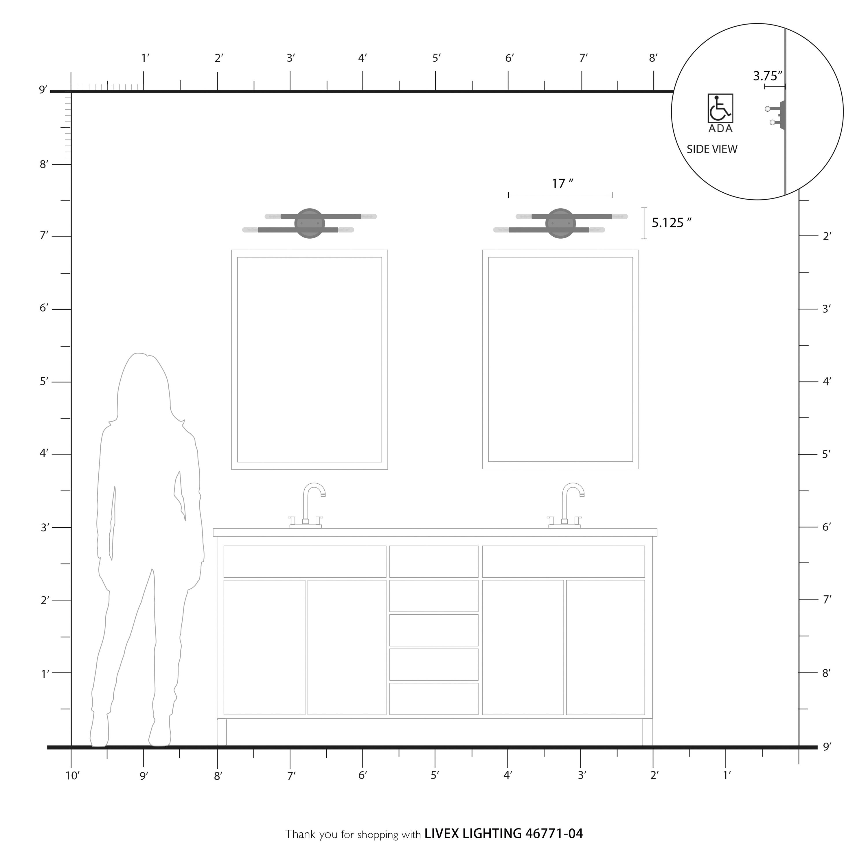 Soho 17" Black and Brushed Nickel 4-Light Wall Sconce