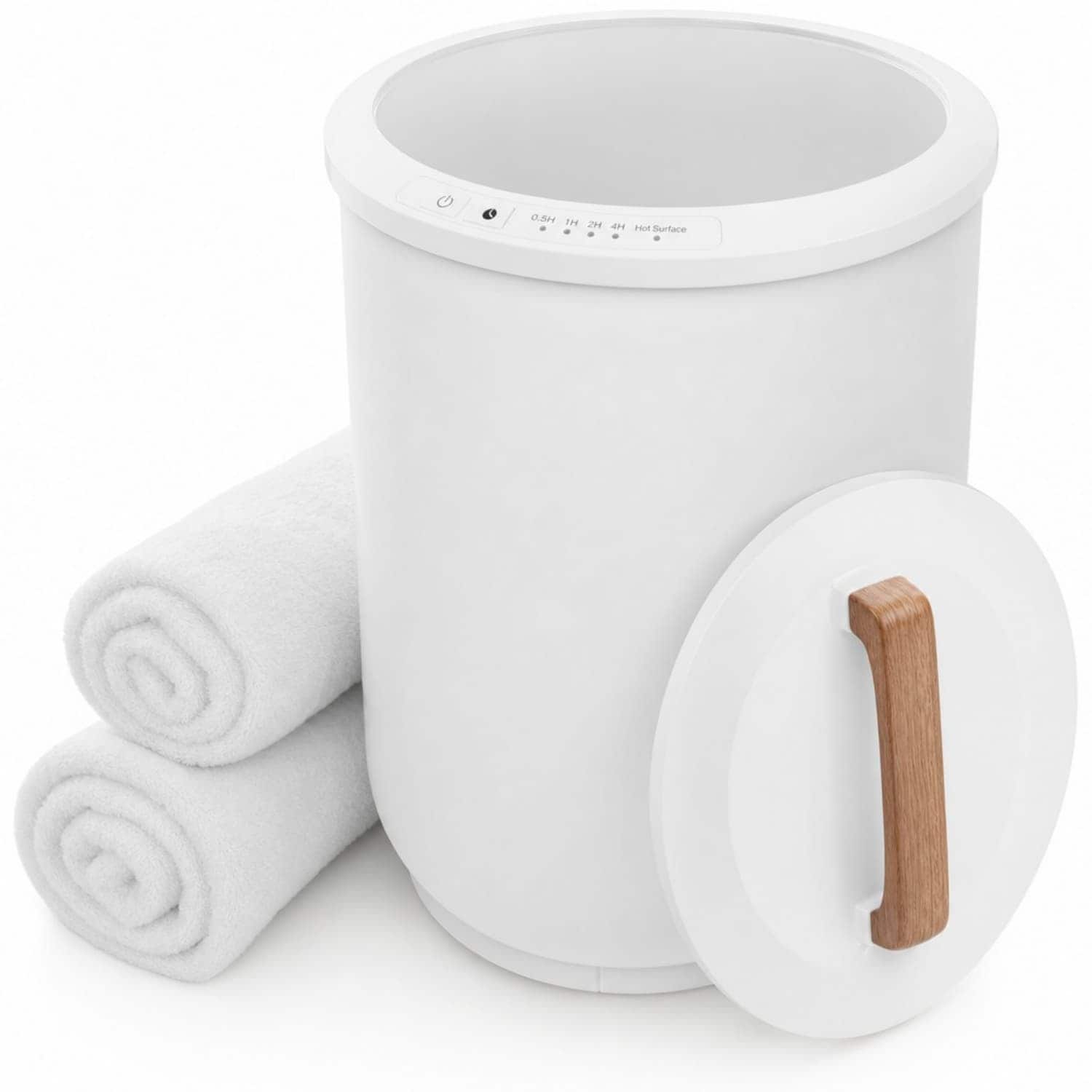 OGETFUUR White Heated Towel Warmer with 4 Timer Settings for Bathroom