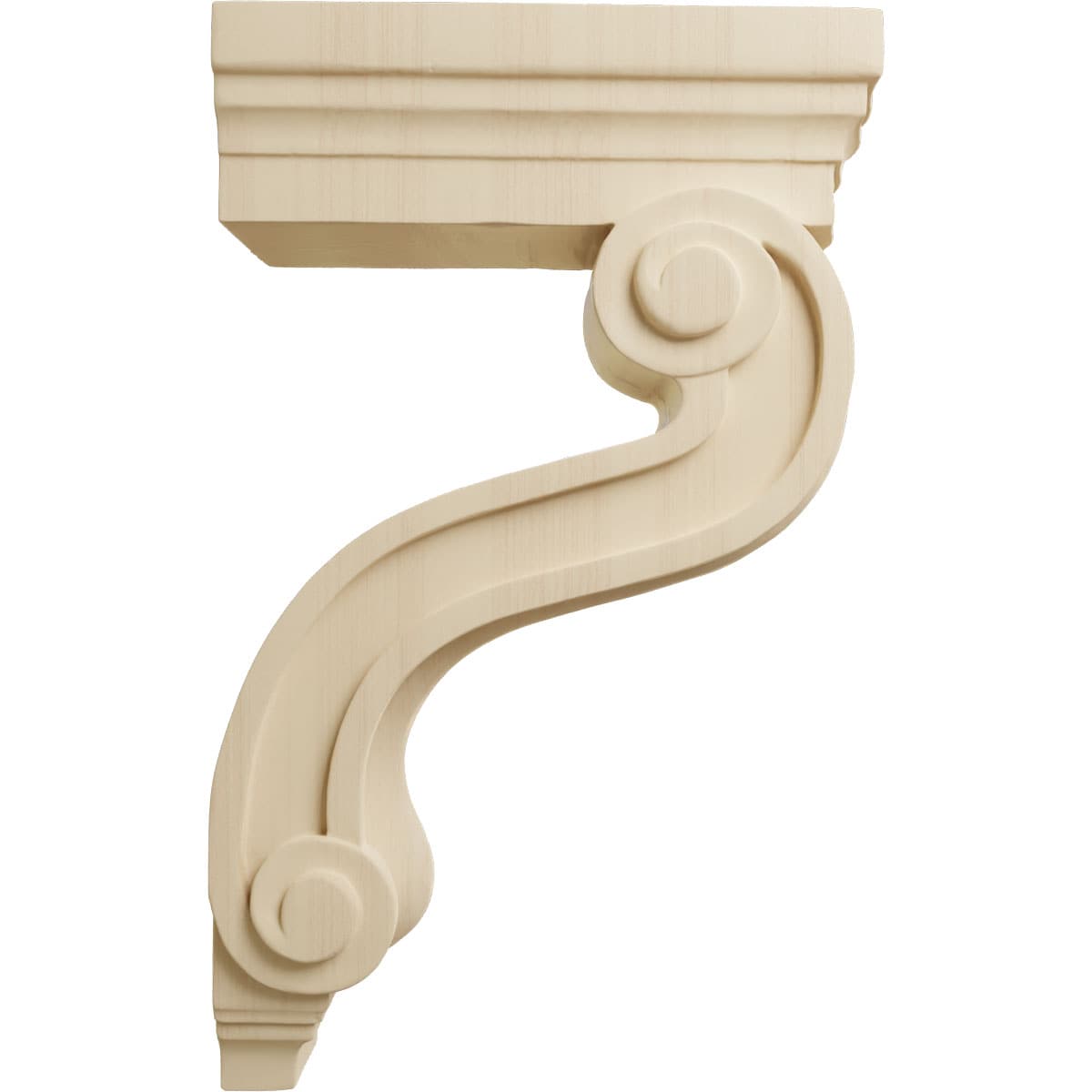 Hand-Carved Rubberwood Corbel with Hollow Back, 13" Height