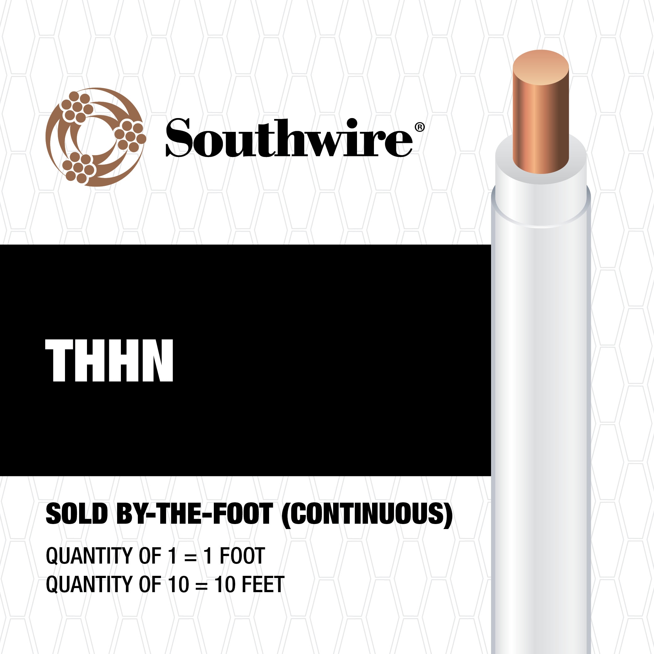 Southwire 10-AWG White Solid Copper Thhn Wire (By-the-foot 