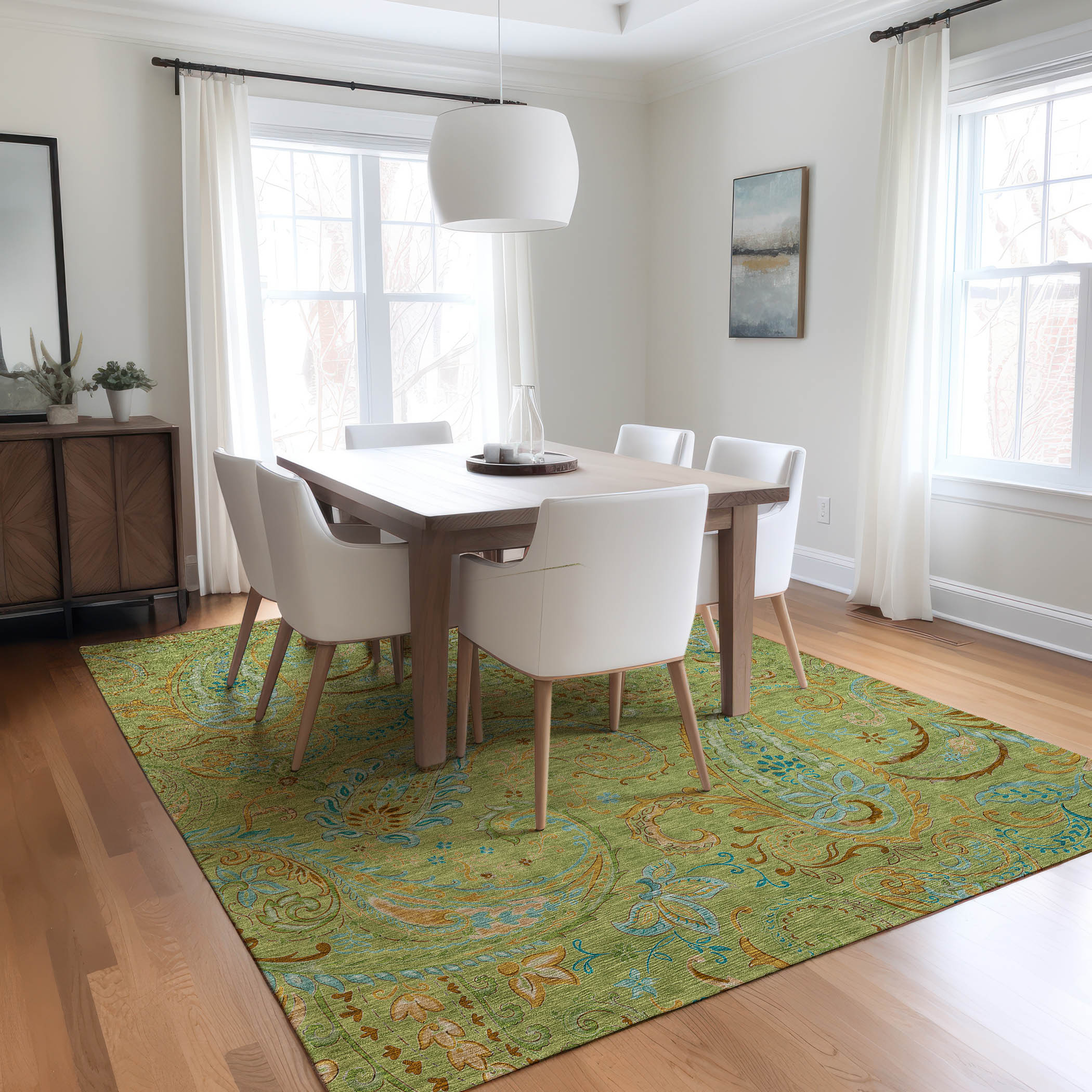 Addison Rugs ACN533AL9X12 Chantille 9 x 12 (ft) Polyester Aloe Rectangular Indoor/Outdoor Abstract Farmhouse/Cottage Machine washable Area rug