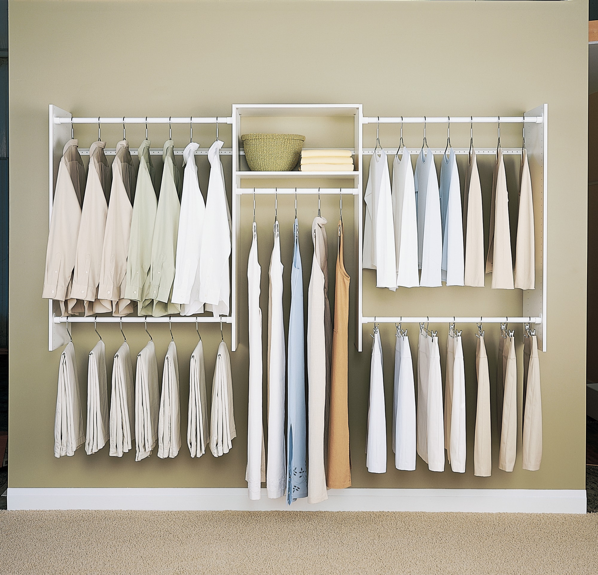 Easy Track 4ft to 8ft W x 7ft H White Solid Shelving Wood Closet