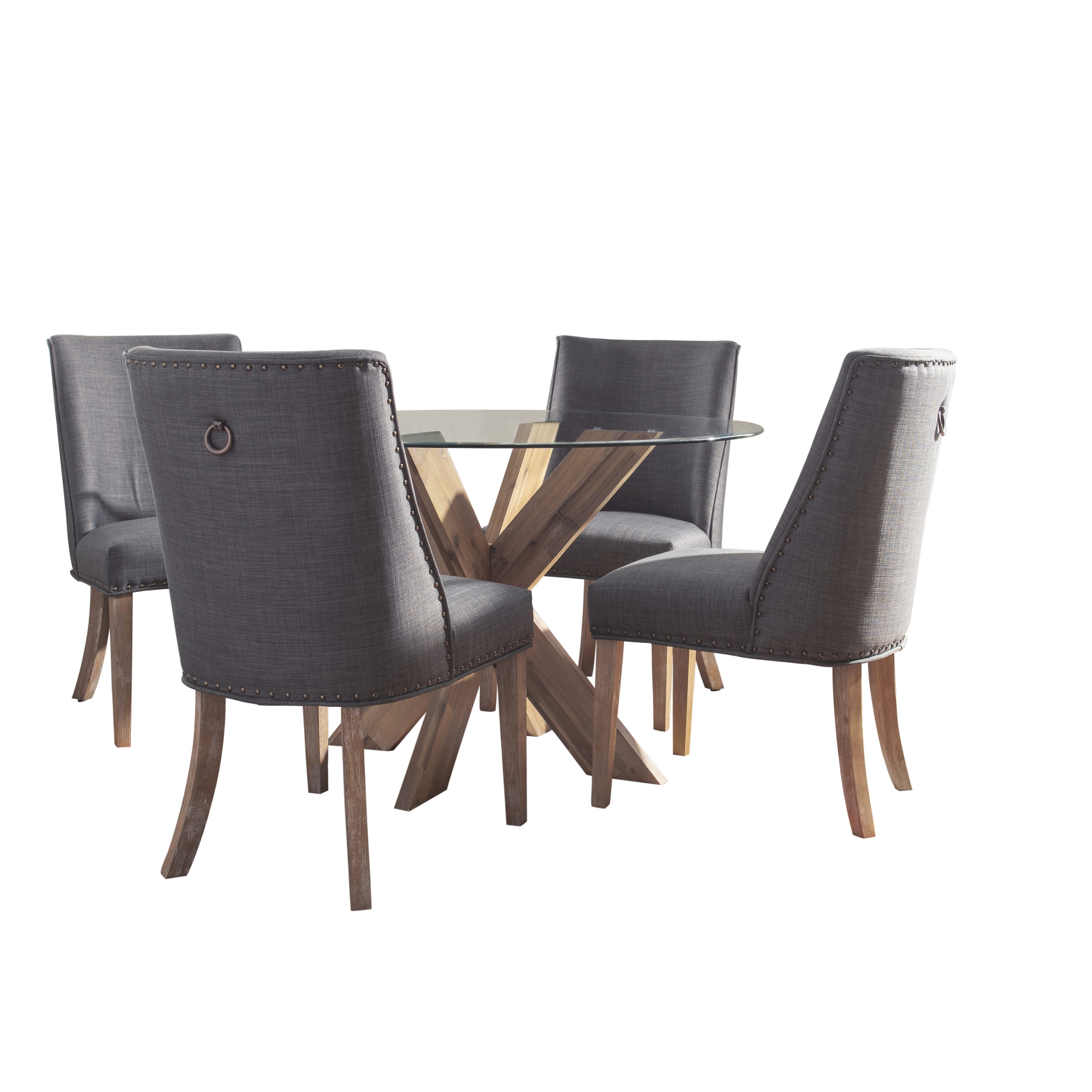Linon PWLSS690 Natural Contemporary/Modern Dining Room Set with Round Table ( Seats 4 )