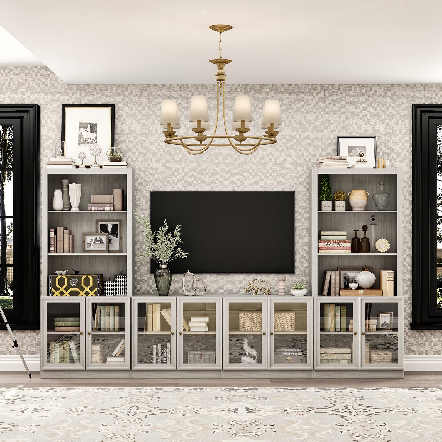 FUFU&GAGA KF390059-01+02 Modern/Contemporary Gray TV cabinet ( Accommodates TVs up to 56-in )
