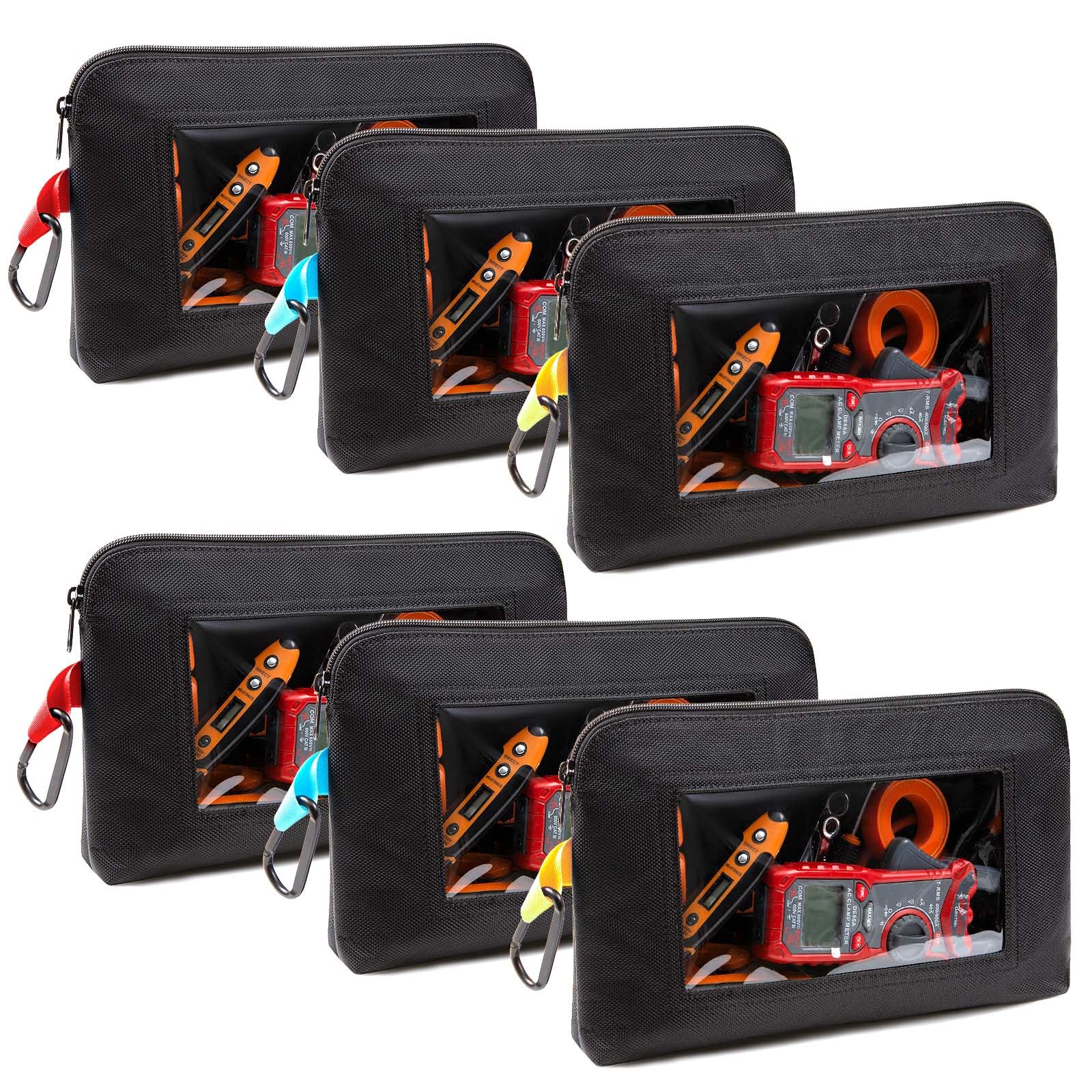 Linder Group Inc Clear window tool pouch small canvas tool bag with zipper heavy duty oxford organizer pencil and accessory storage for workshop contractors