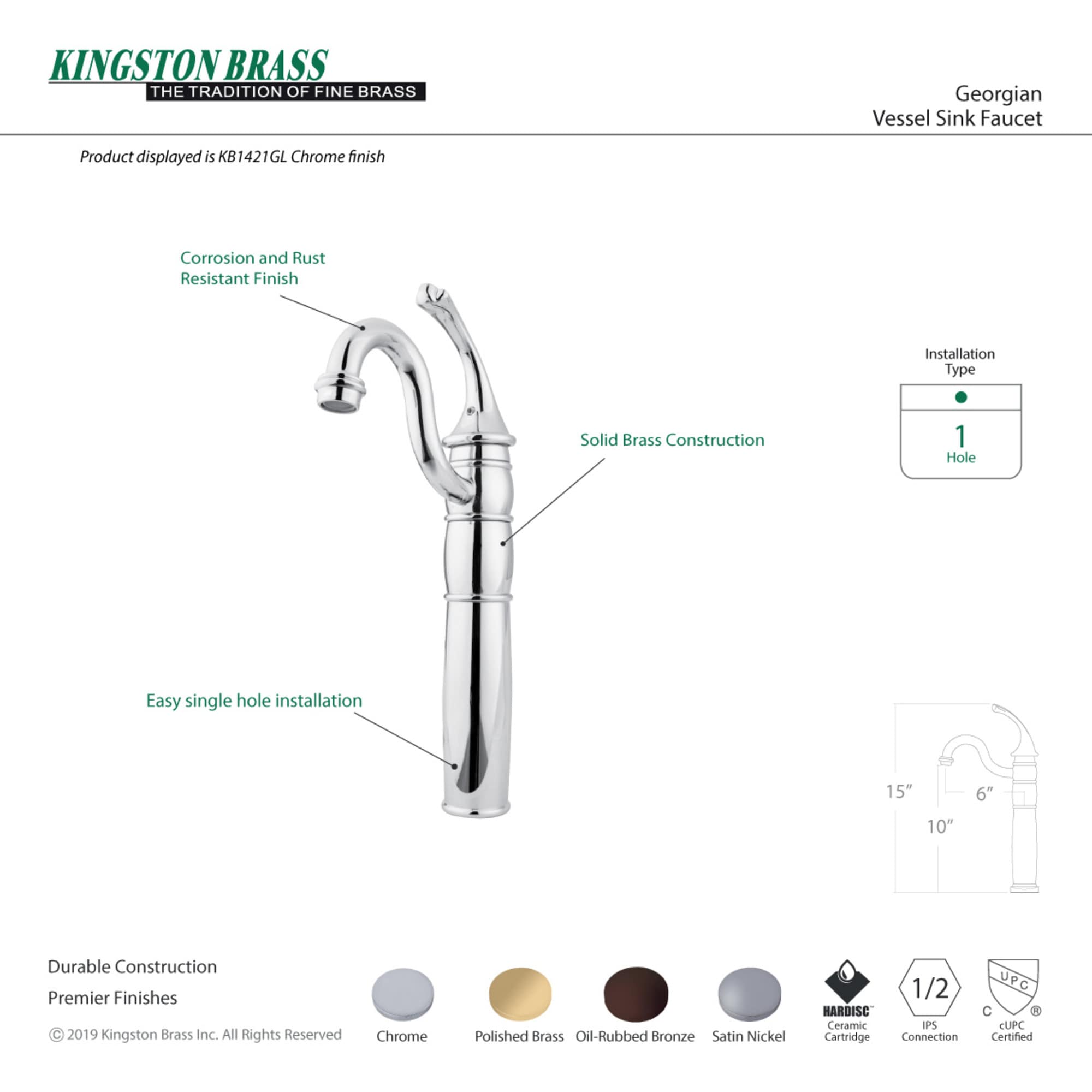 Elements of Design EB1421GL Lavatory-Faucets - View #3
