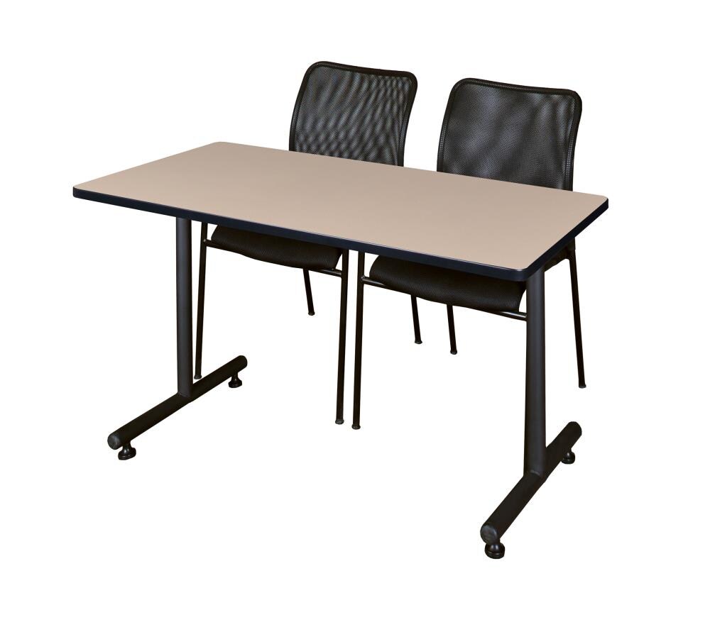 Regency MKTRCT4824BE75BK Training Off-white 4-Person Training Table (48-in W x 29-in H)