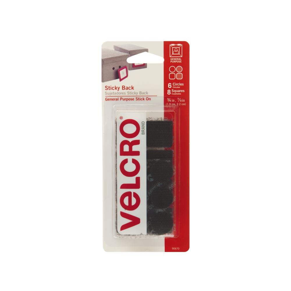 VELCRO Brand 0.75-in Sticky Back 3/4In Circles and 7/8In Squares Black Hook  and Loop Fastener (14-Pack) in the Specialty Fasteners & Fastener Kits  department at