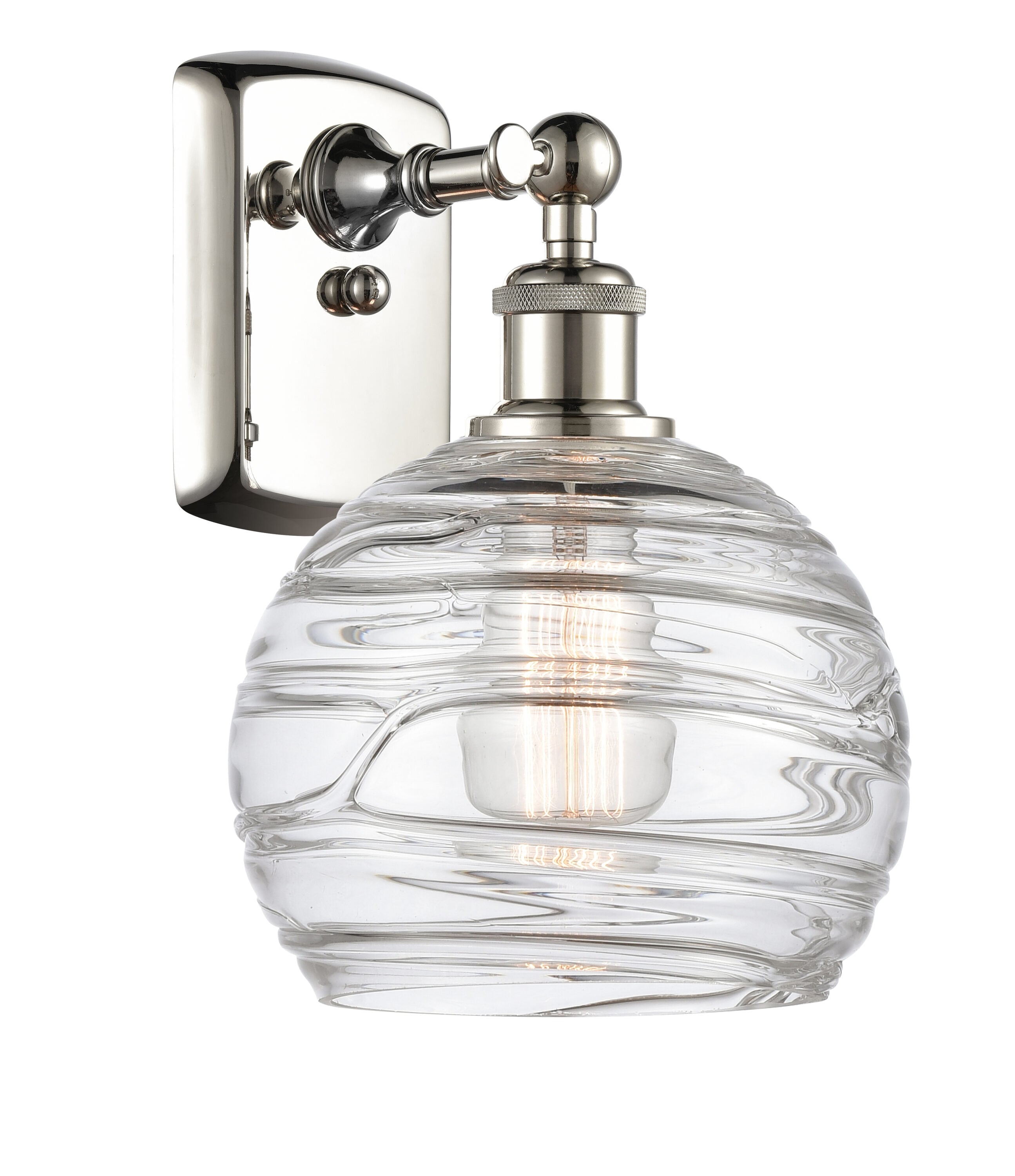Innovations Lighting 516-1W-PN-G1213-8 Athens Deco Swirl 8-in W 1 -Light Polished Nickel Industrial Wall Sconce