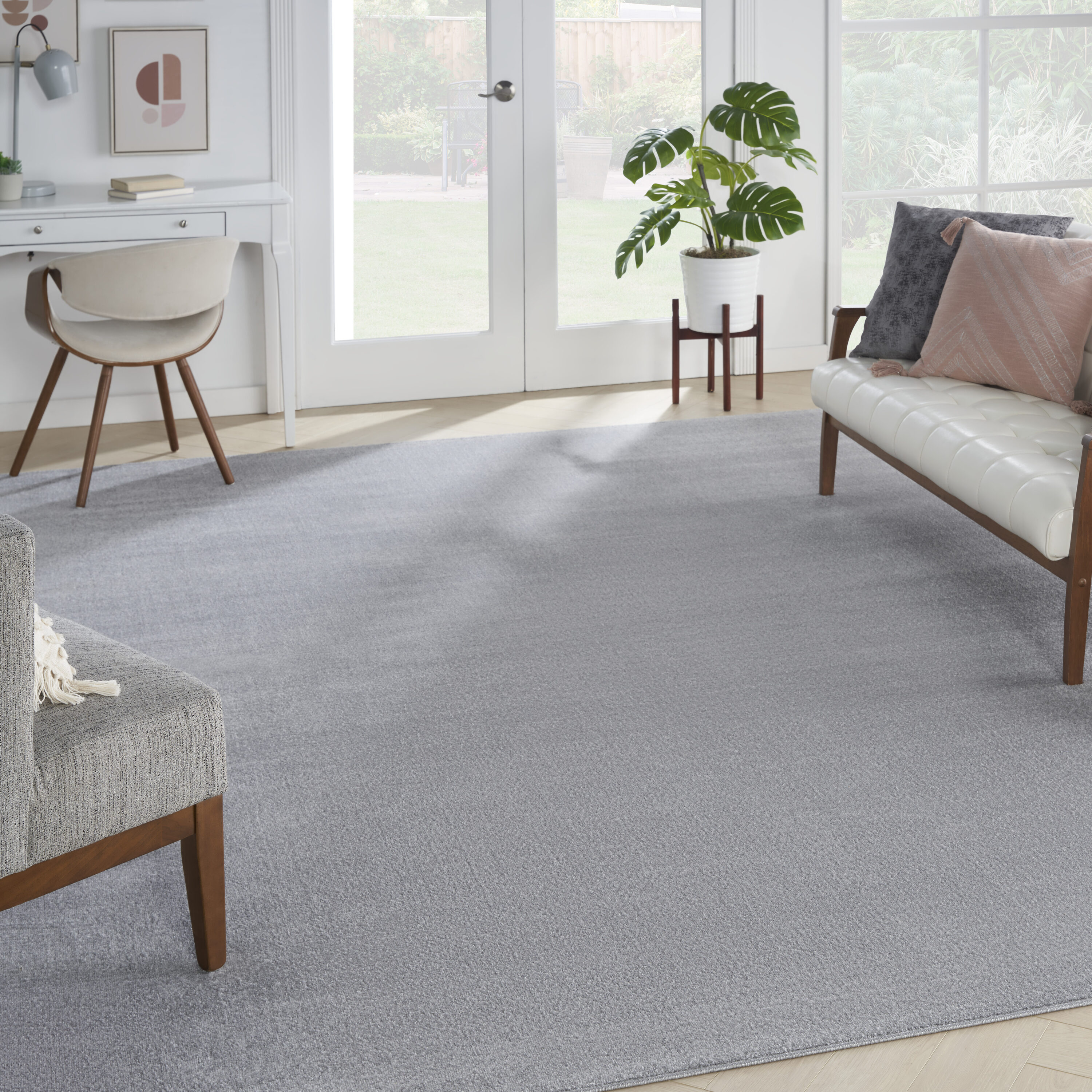 Nourison 099446062345 Essentials 12 x 15 (ft) Loomed Polypropylene Silver Grey Rectangular Indoor/Outdoor Solid Area rug